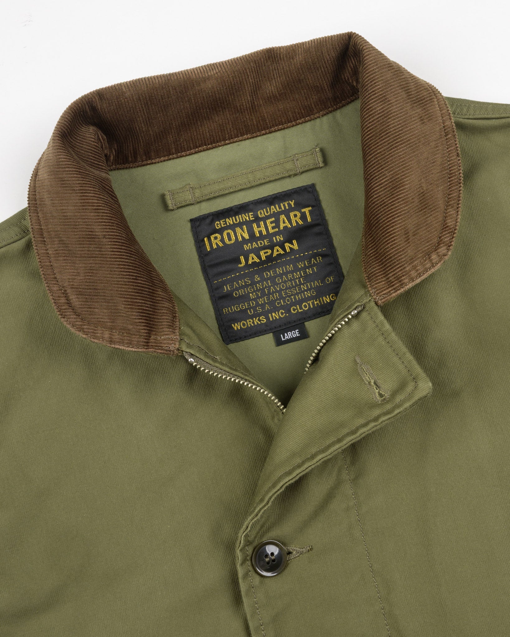 Iron Heart IHM-53-ODG 12oz Whipcord Lightweight N1 Deck Jacket - Olive Drab Green