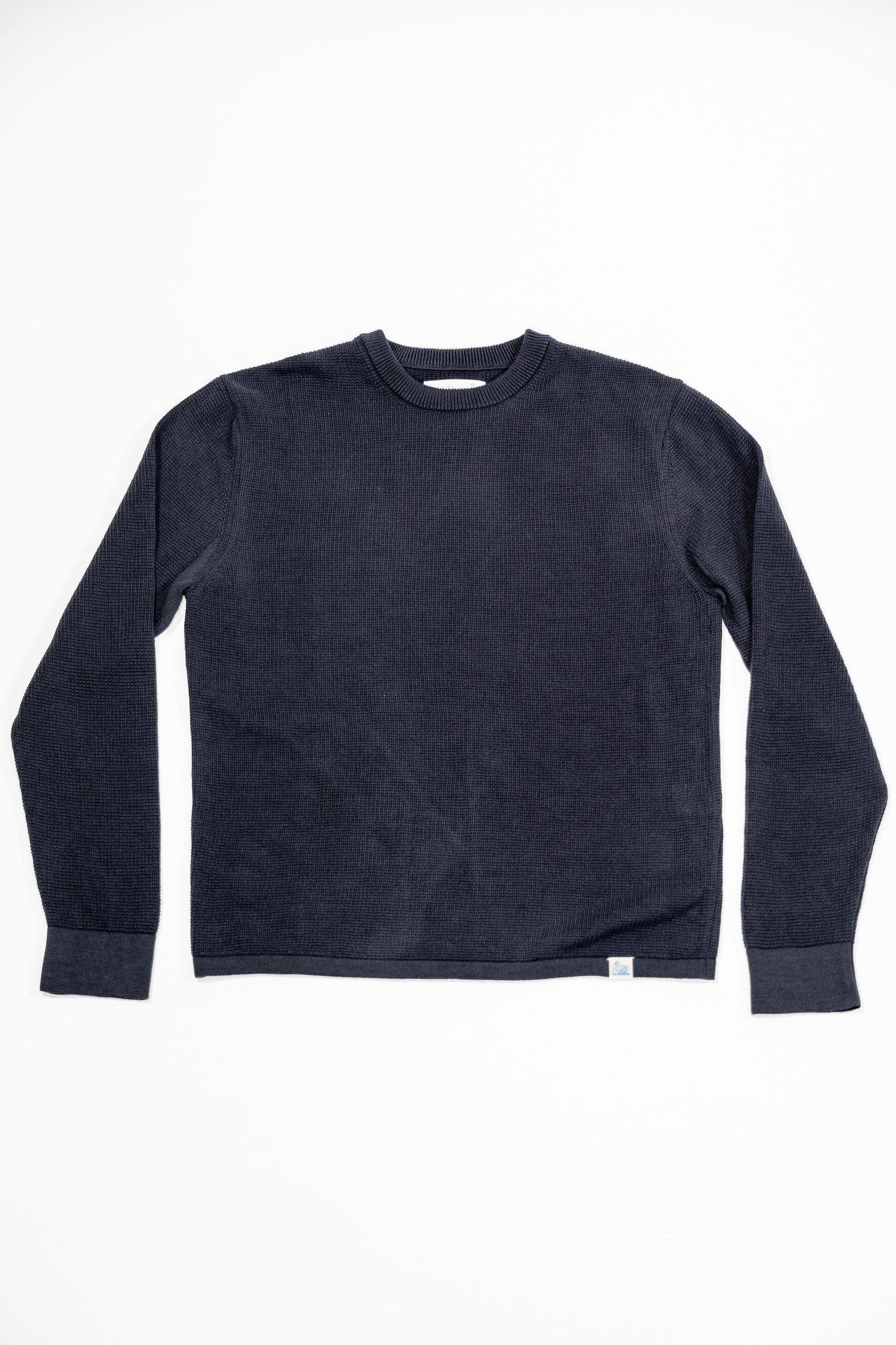 Merz b. Schwanen EASYKNIT01 Lightweight Waffle Knit Sweater - Dark Navy