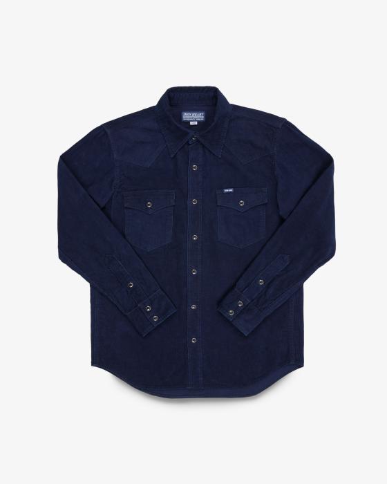 Iron Heart IHSH-438-IND 7.5oz Selvedge Corduroy Western Shirt - Indigo