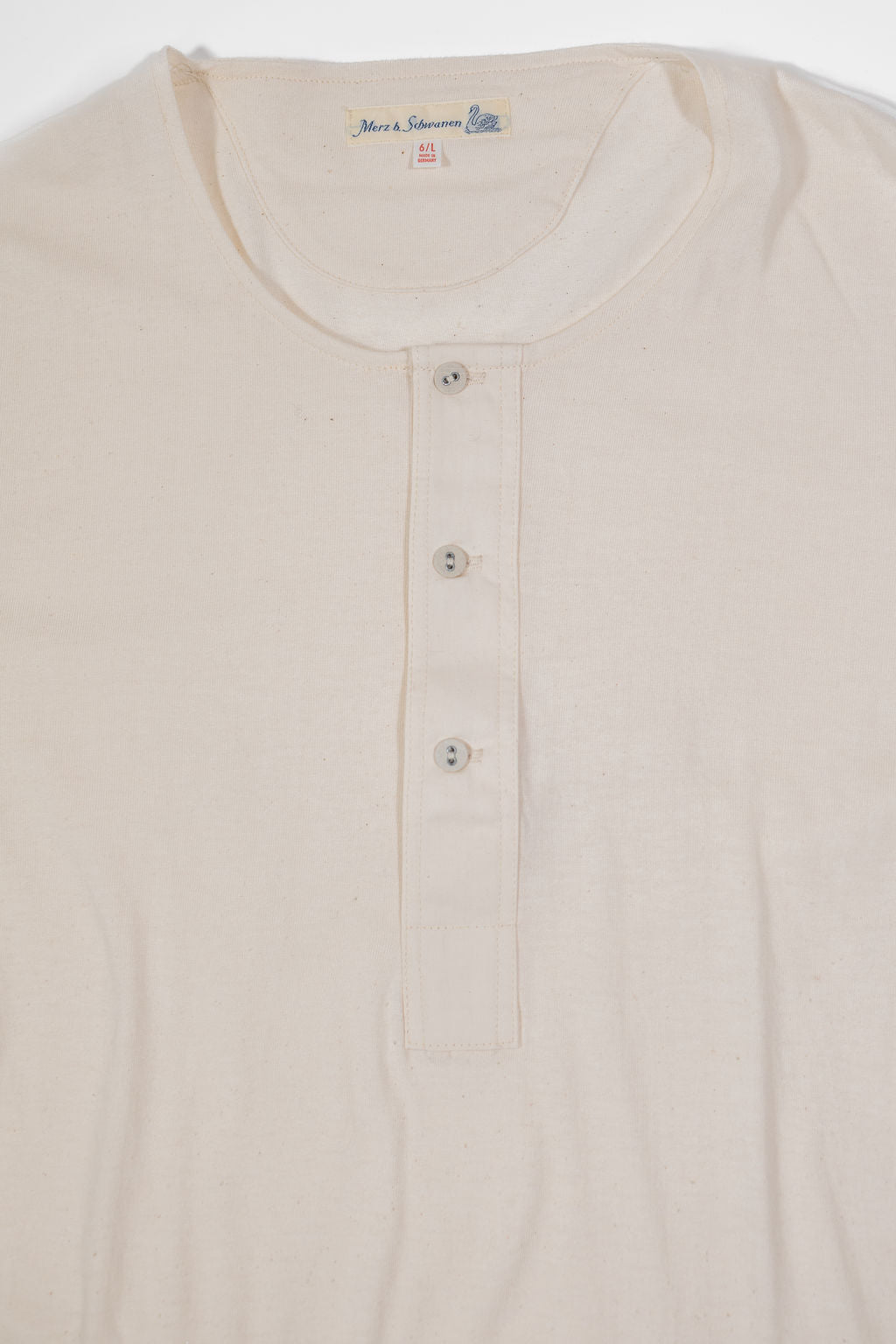 Merz b. Schwanen 102 Loopwheel Henley Long Sleeves - Natural