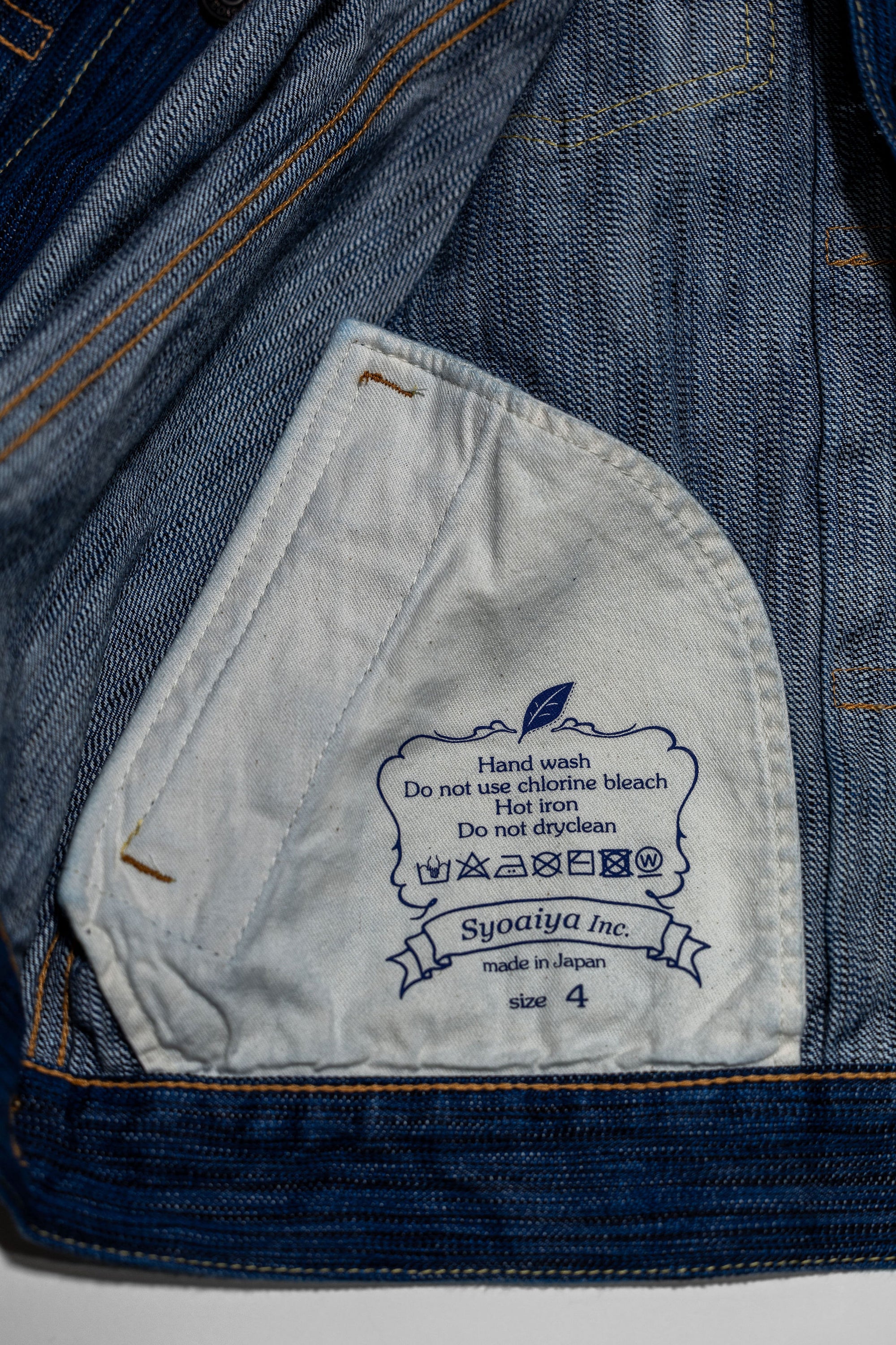 Pure Blue Japan 6225-L Waterfall Denim Type 2 Jacket - Light Indigo. inside pocket detail