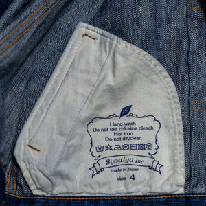 Pure Blue Japan 6225-L Waterfall Denim Type 2 Jacket - Light Indigo. inside pocket detail