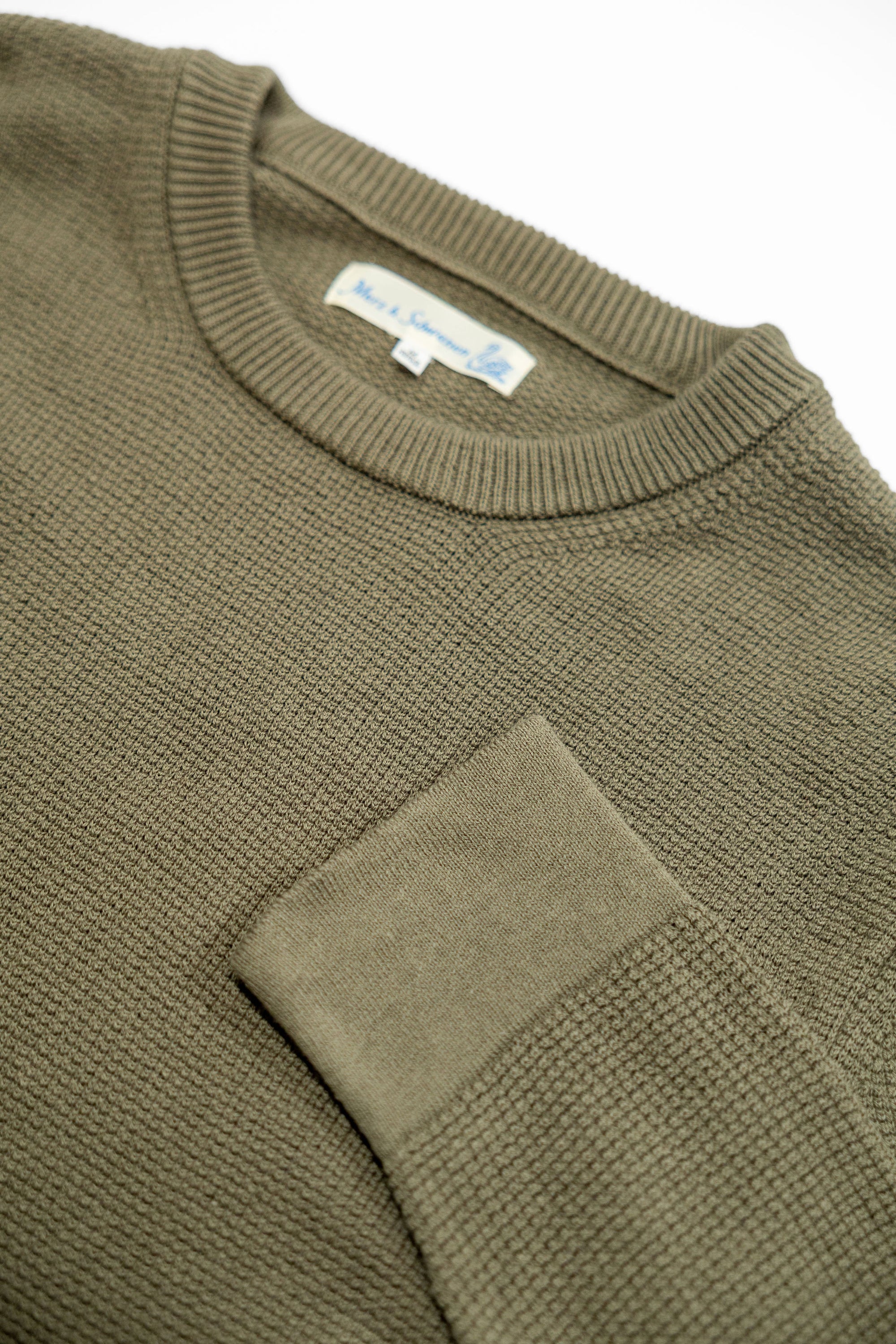 Merz b. Schwanen EASYKNIT01 Lightweight Waffle Knit Sweater - Army