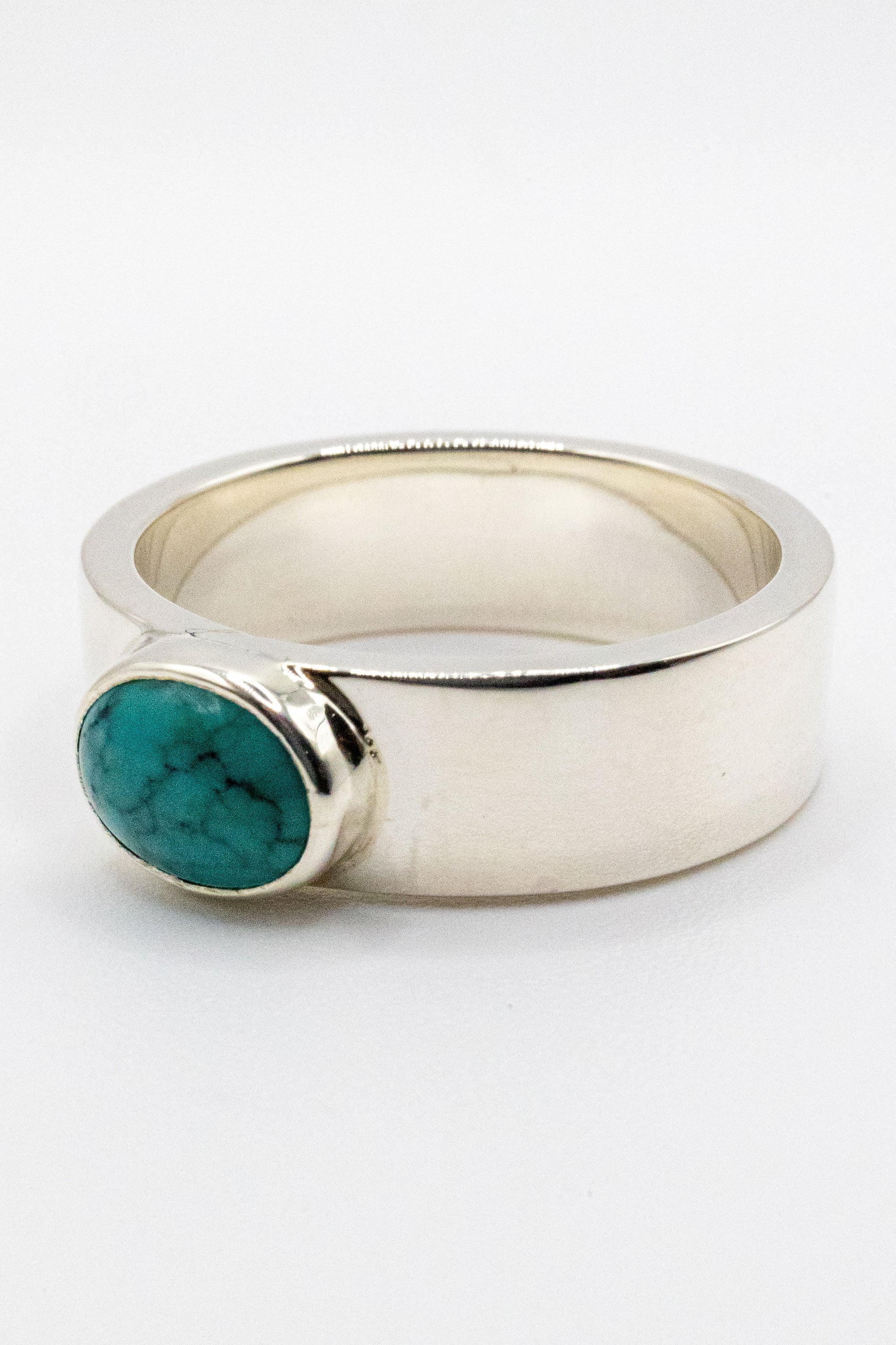 First Arrow's R-081 Flat Hammered Ring with Turquoise