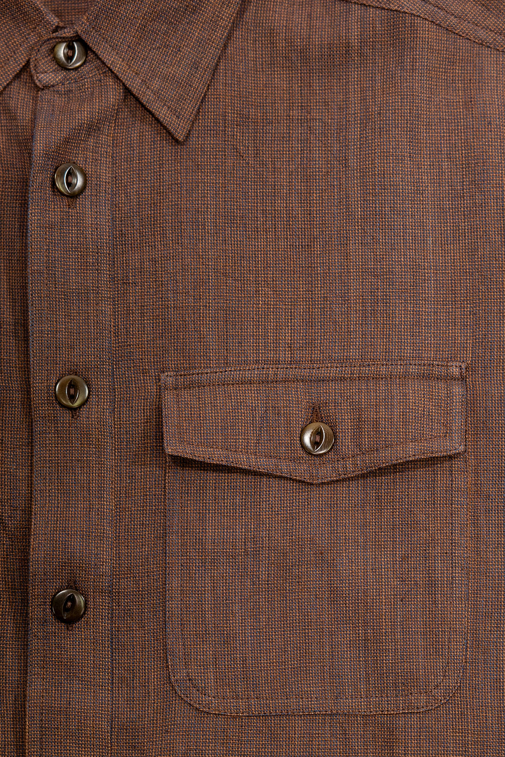 Indi + Ash Smith Workshirt - Coyote/Indigo Handwoven End On End