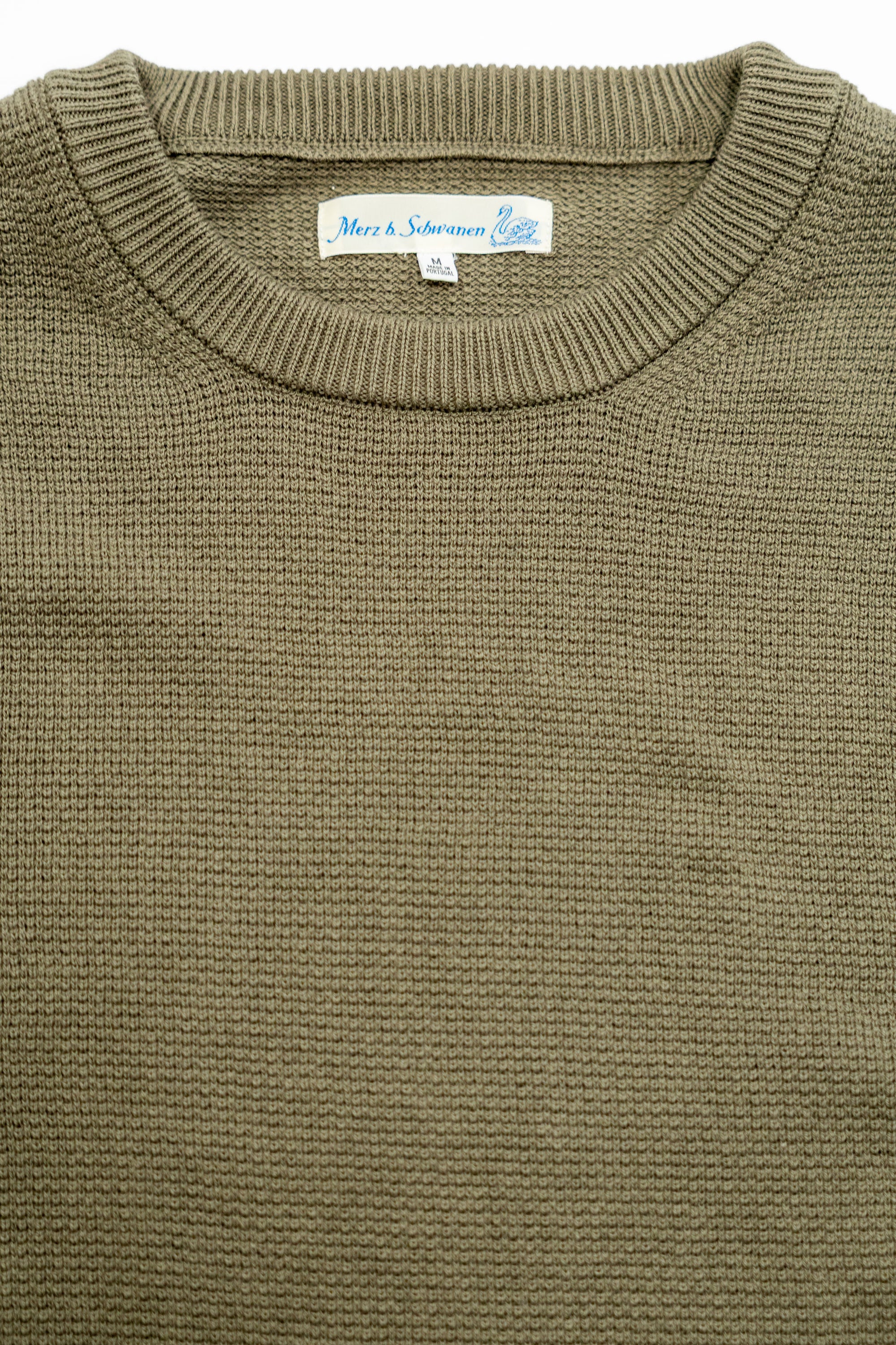 Merz b. Schwanen EASYKNIT01 Lightweight Waffle Knit Sweater - Army