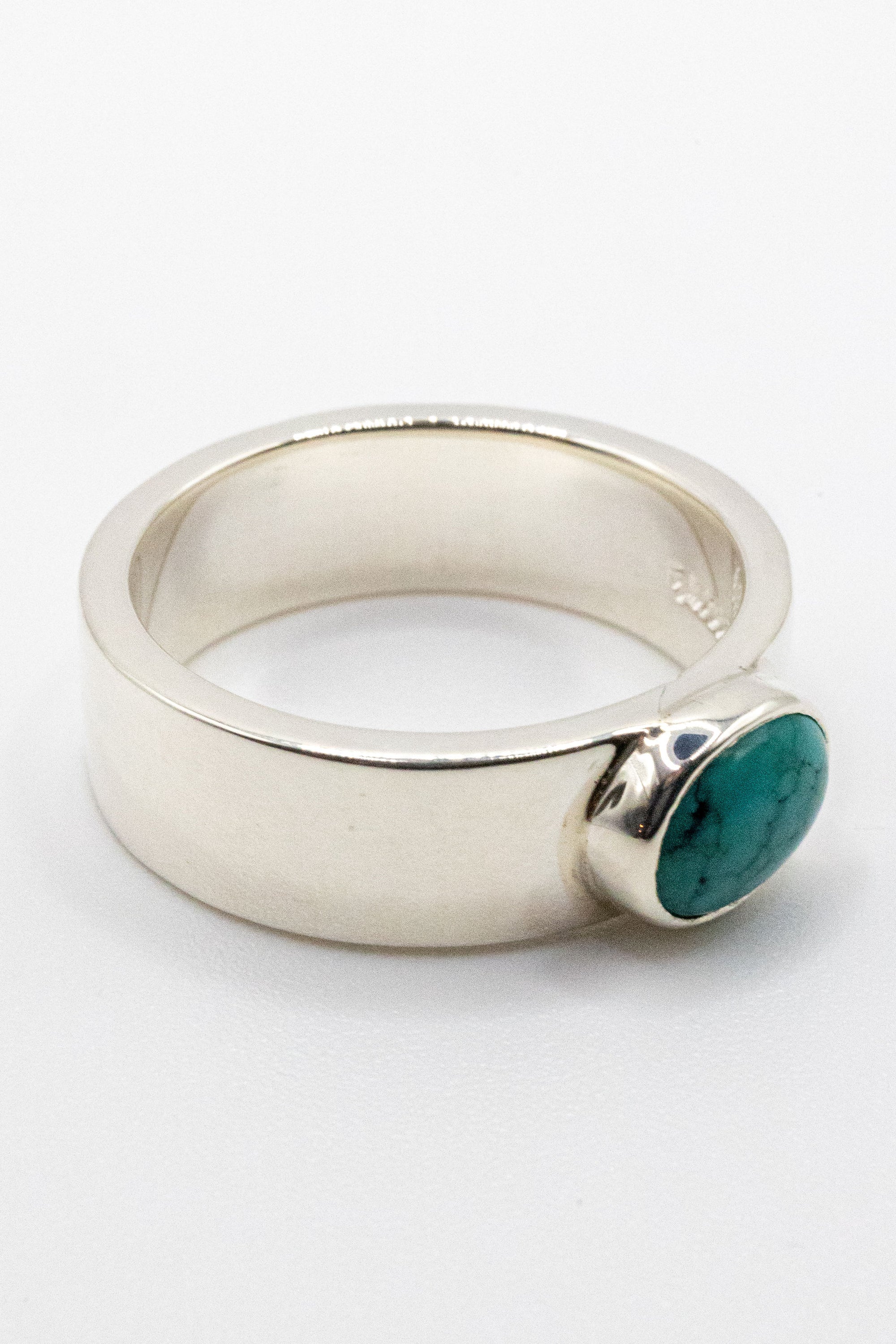 First Arrow's R-081 Flat Hammered Ring with Turquoise