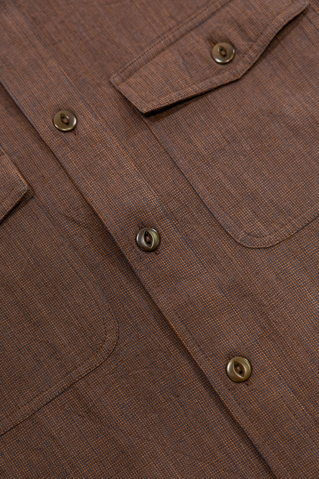 Indi + Ash Smith Workshirt - Coyote/Indigo Handwoven End On End