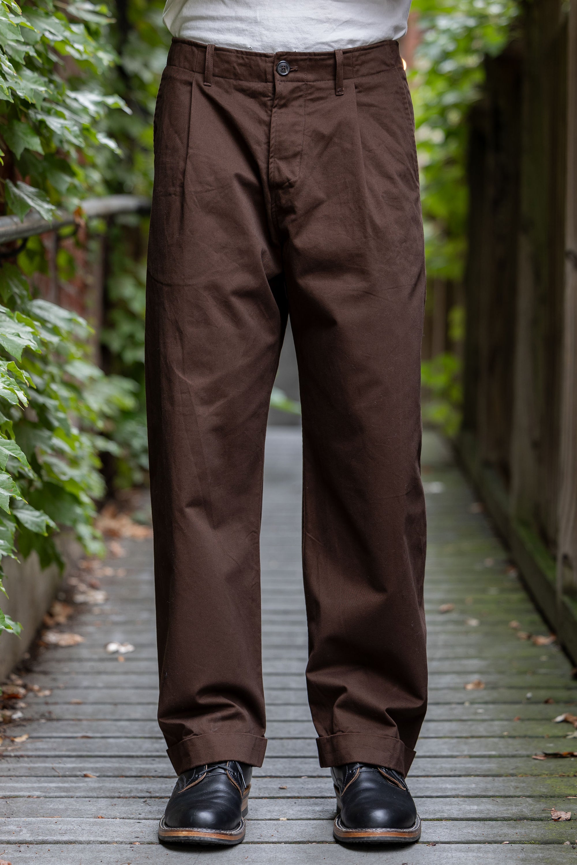 Hansen Garments Bobby Wide Pleated Trousers - Chestnut