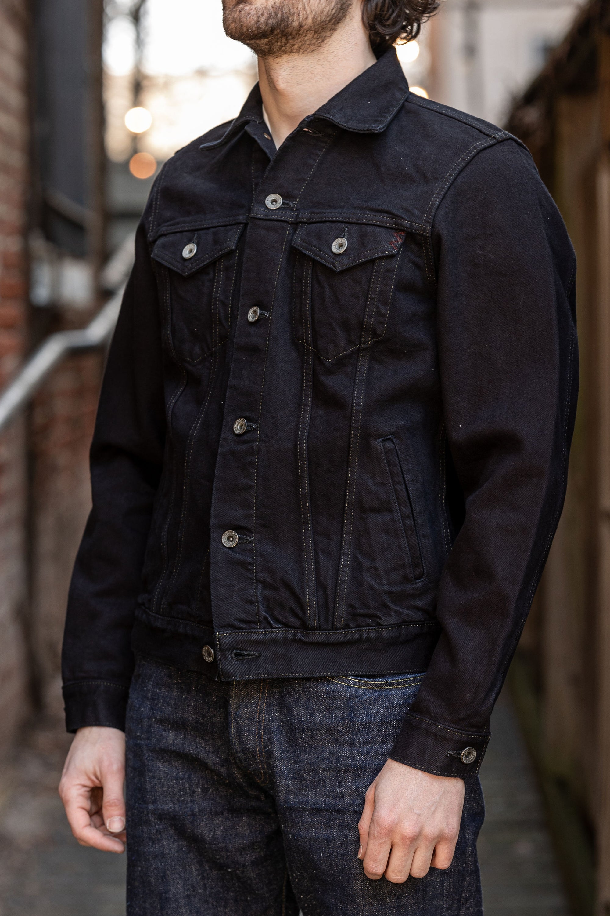 Iron Heart IH-526-142OD 14oz Selvedge Denim Modified Type III Jacket - Indigo Overdyed Black