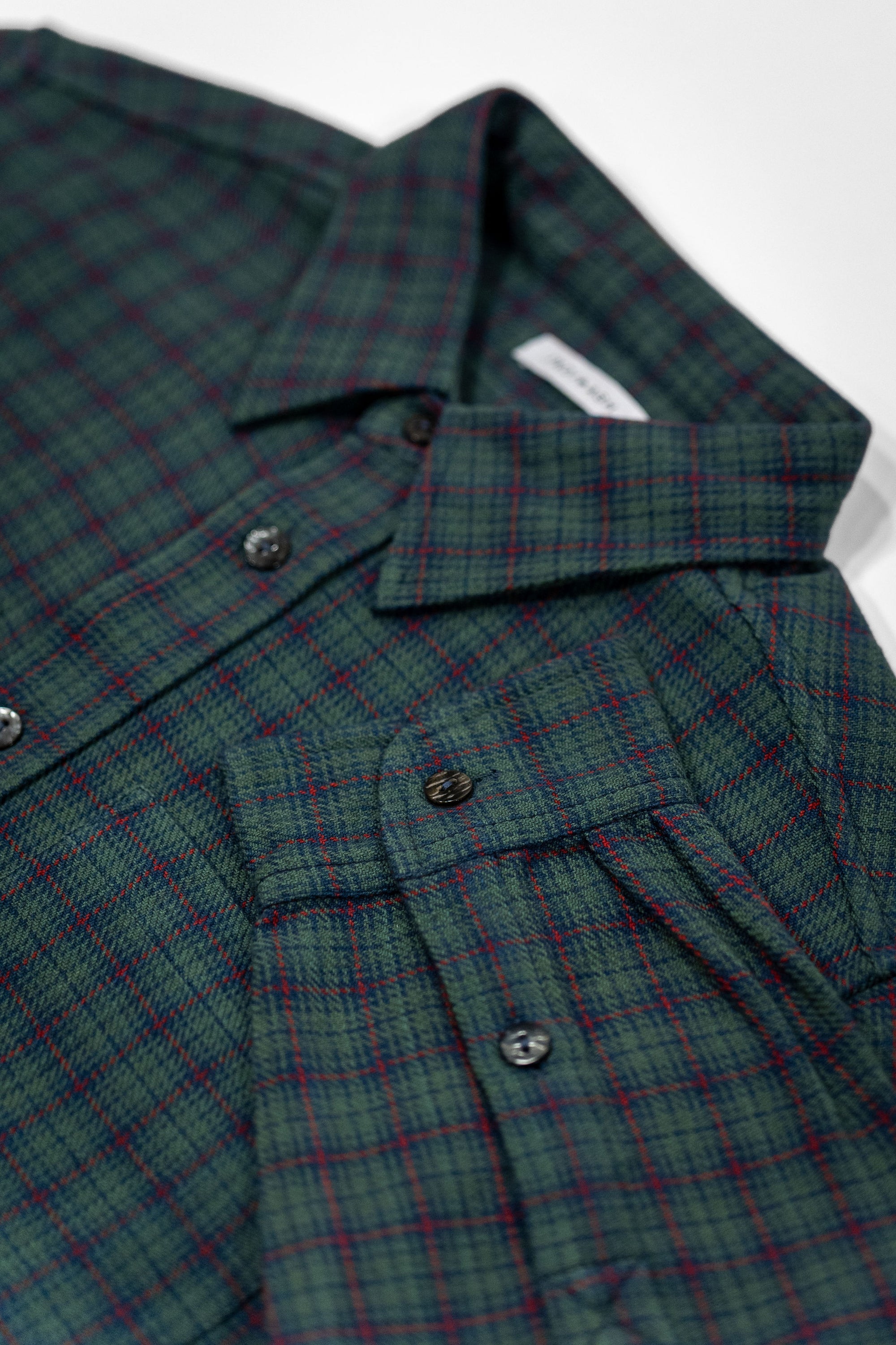 Indi + Ash Rios Workshirt - Grass / Indigo / Madder Handwoven Mini Check