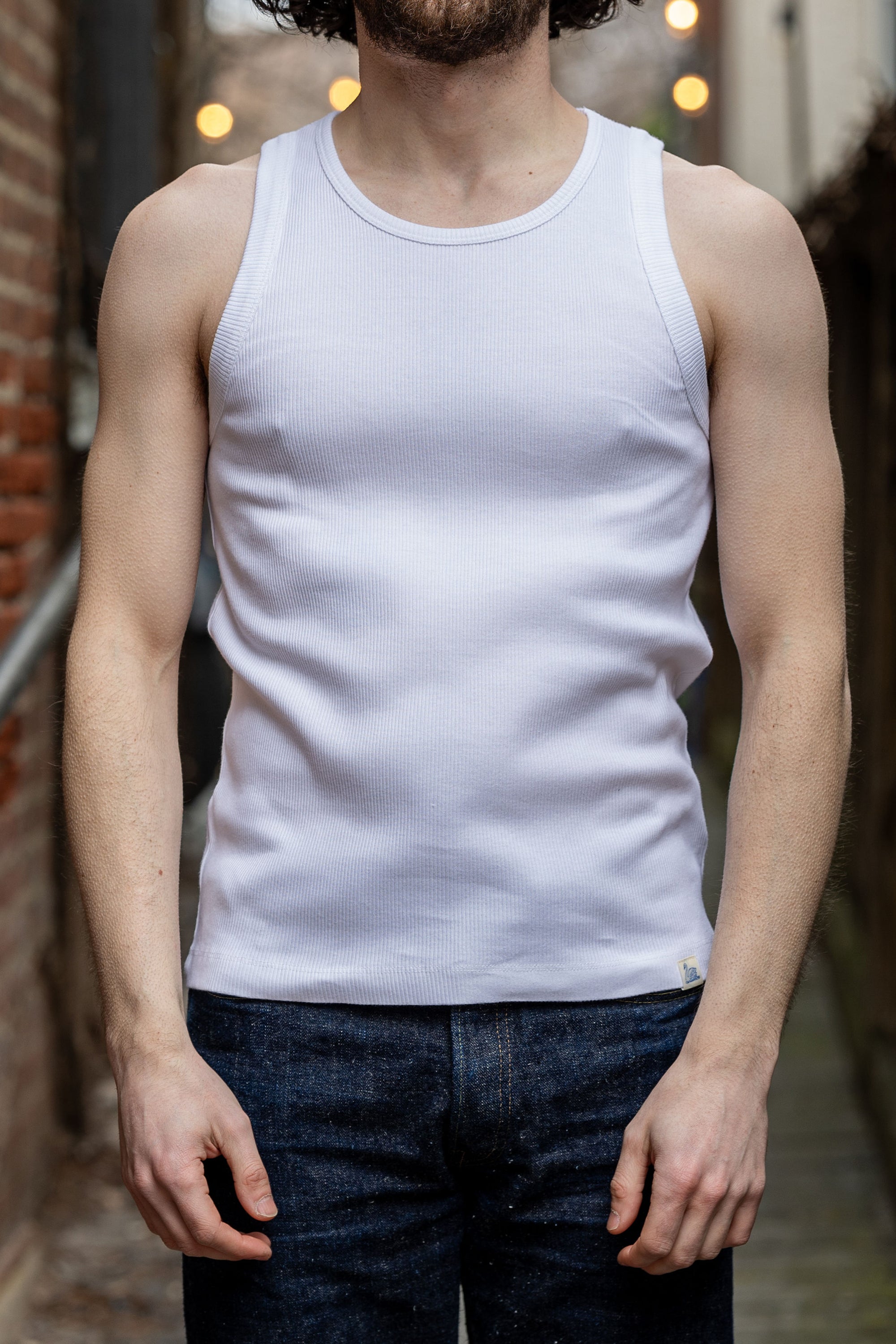 Merz b. Schwanen RIBTANK01 Good Basics 7.2oz Ribbed Tanktop - White