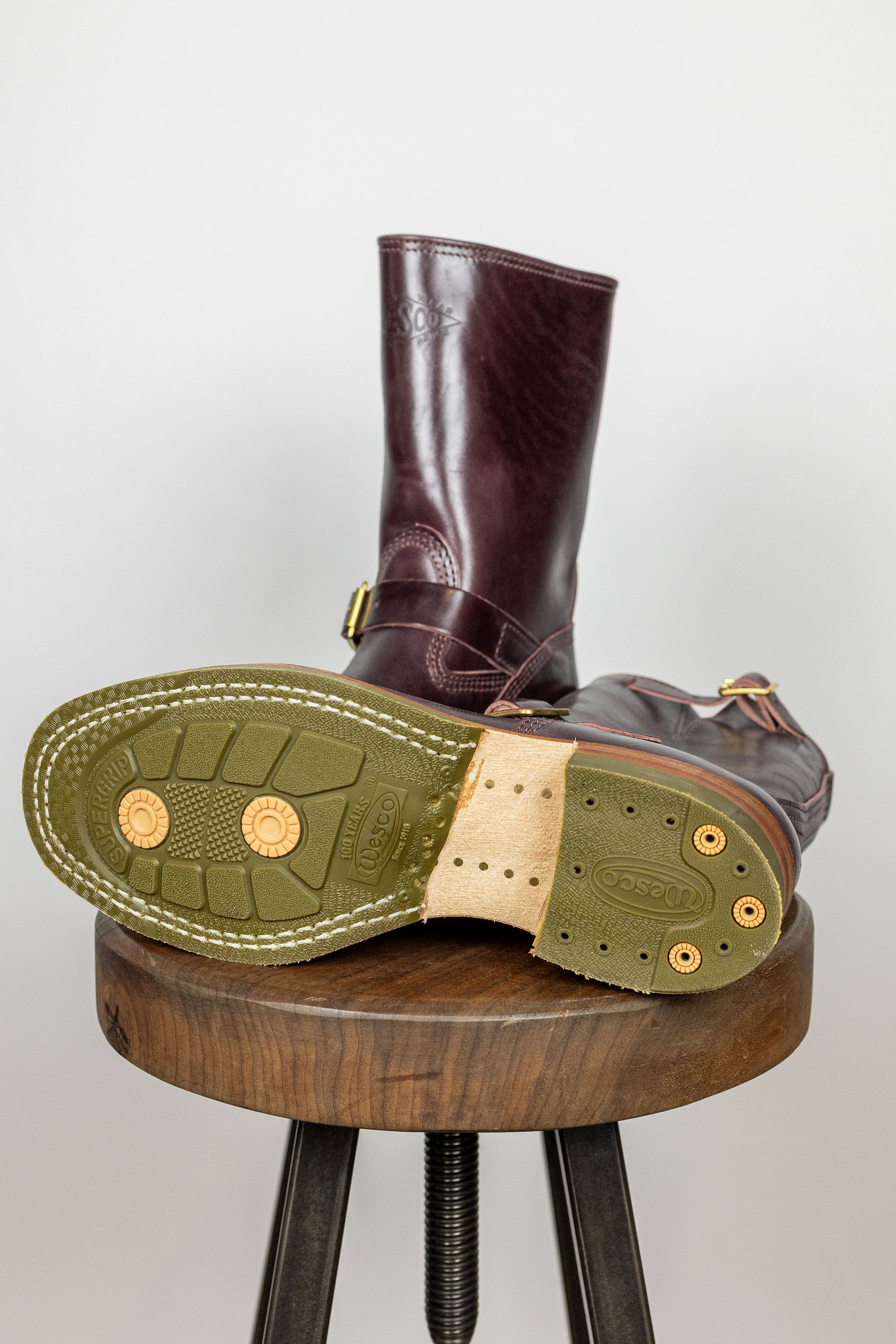 Wesco Boots Mister Lou - Maryam Burgundy Horsehide Green Super Grip Sole