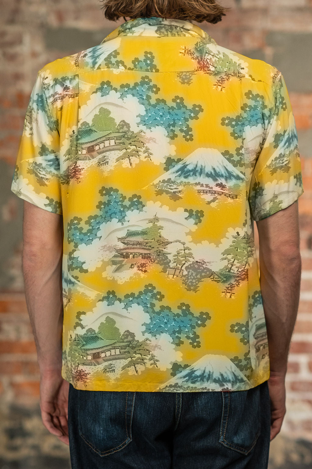 Sun Surf Rayon Hawaiian Shirt “Ancient Capital” - Yellow