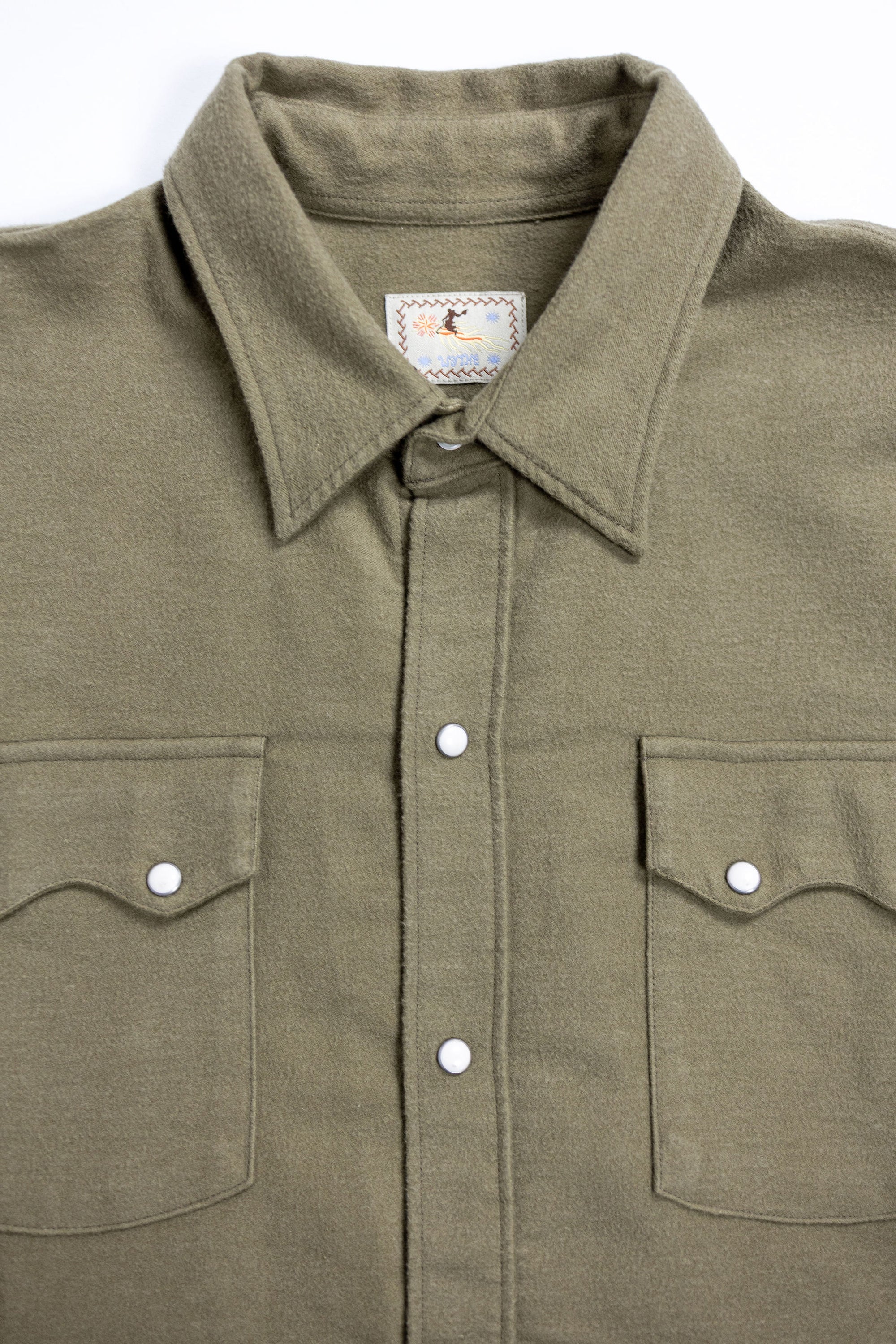 Wythe Moleskin Pearlsnap Shirt - Olive
