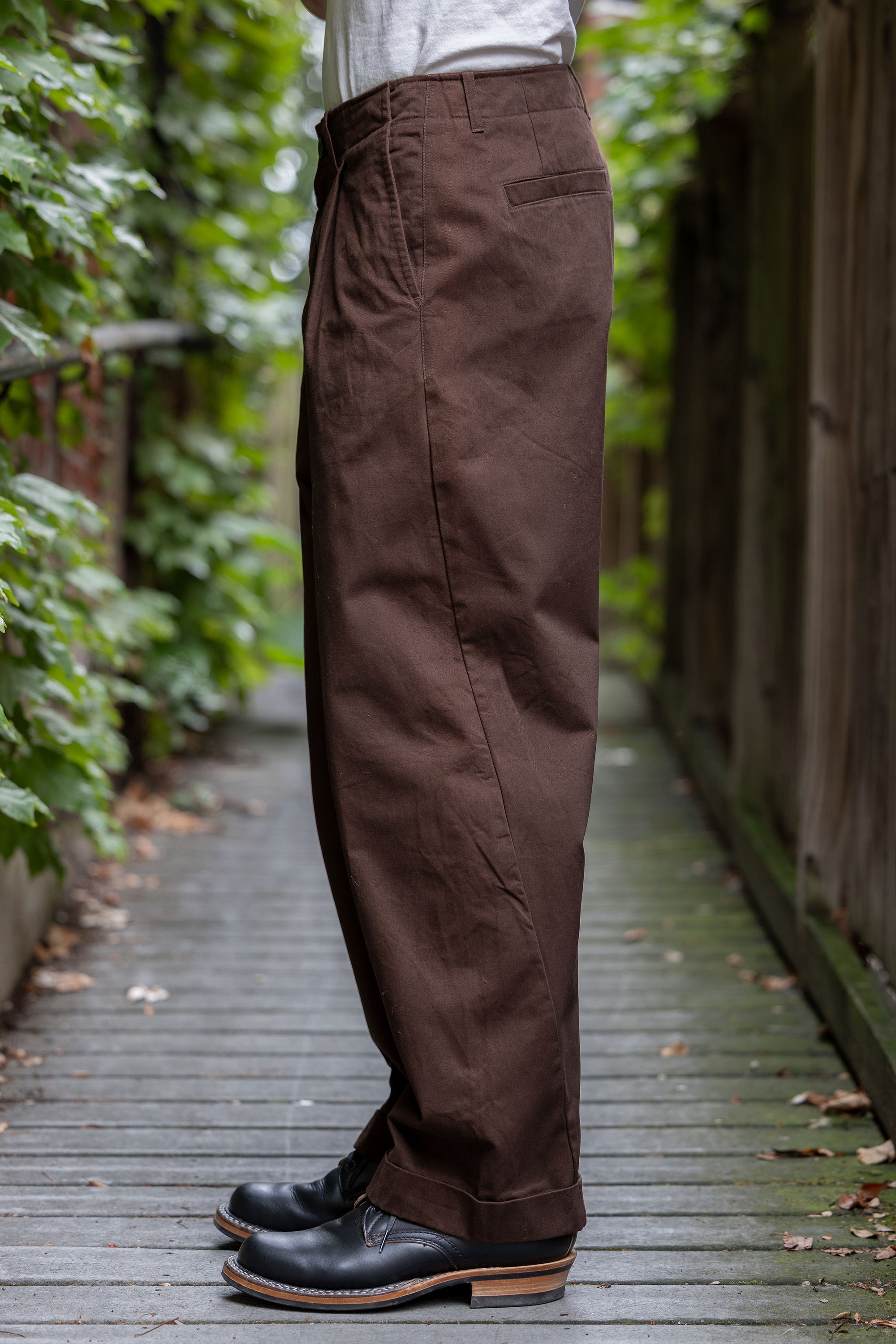 Hansen Garments Bobby Wide Pleated Trousers - Chestnut