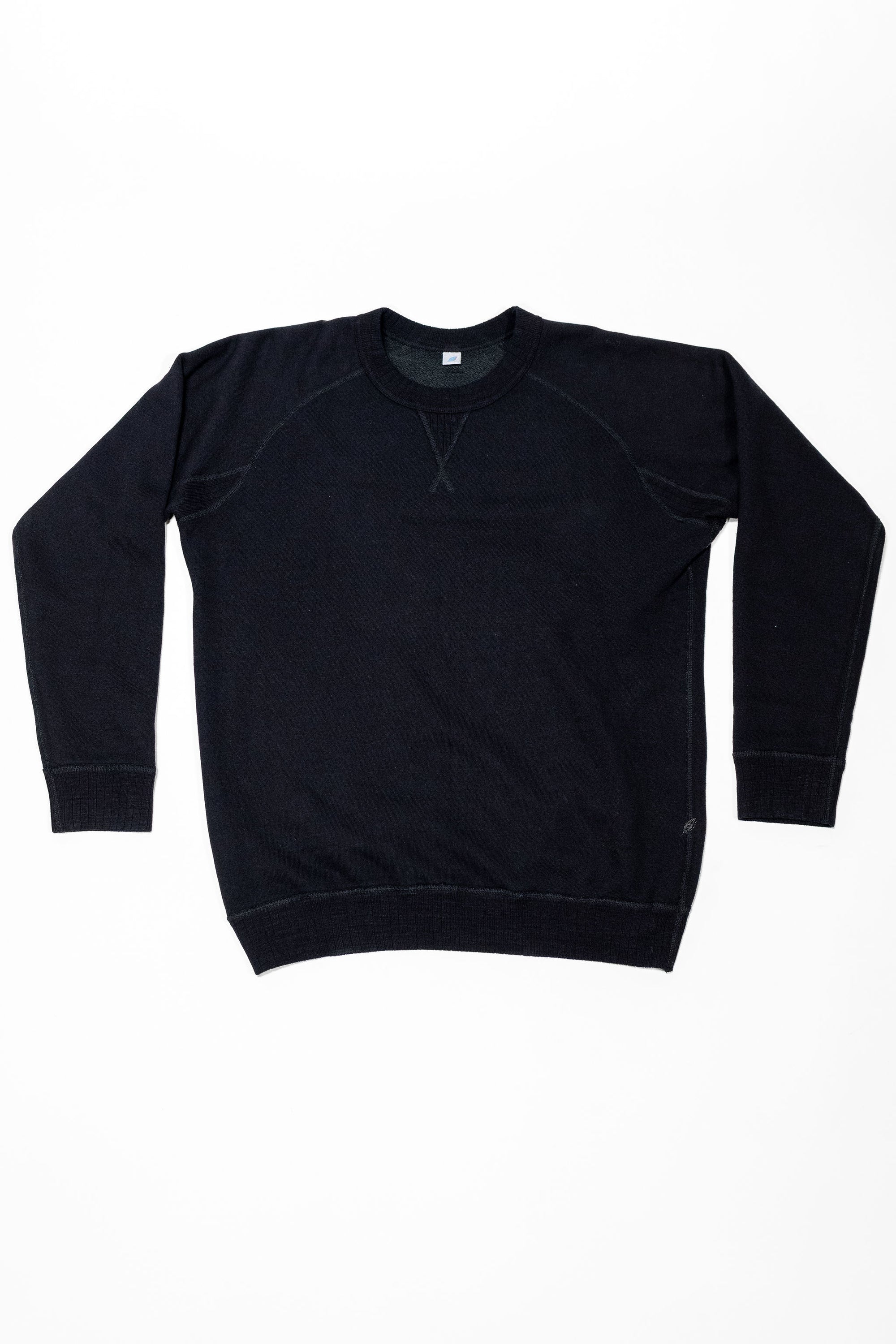 Pure Blue Japan 5409-IDBK Knitted Sweatshirt - Indigo Black. laid on back