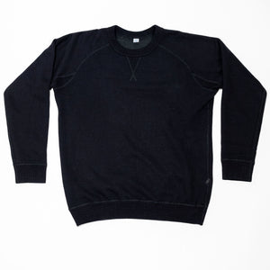 Pure Blue Japan 5409-IDBK Knitted Sweatshirt - Indigo Black. laid on back
