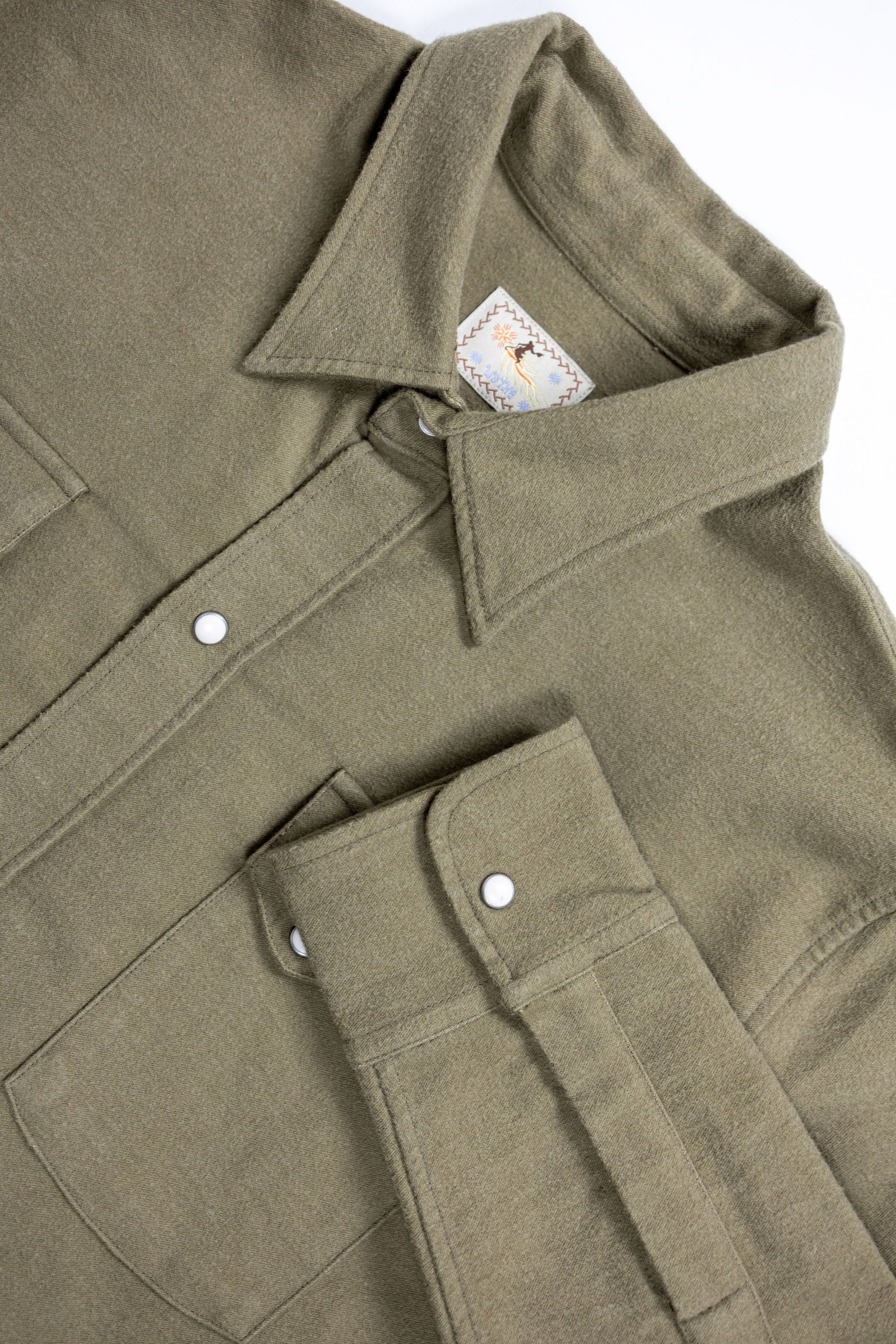 Wythe Moleskin Pearlsnap Shirt - Olive