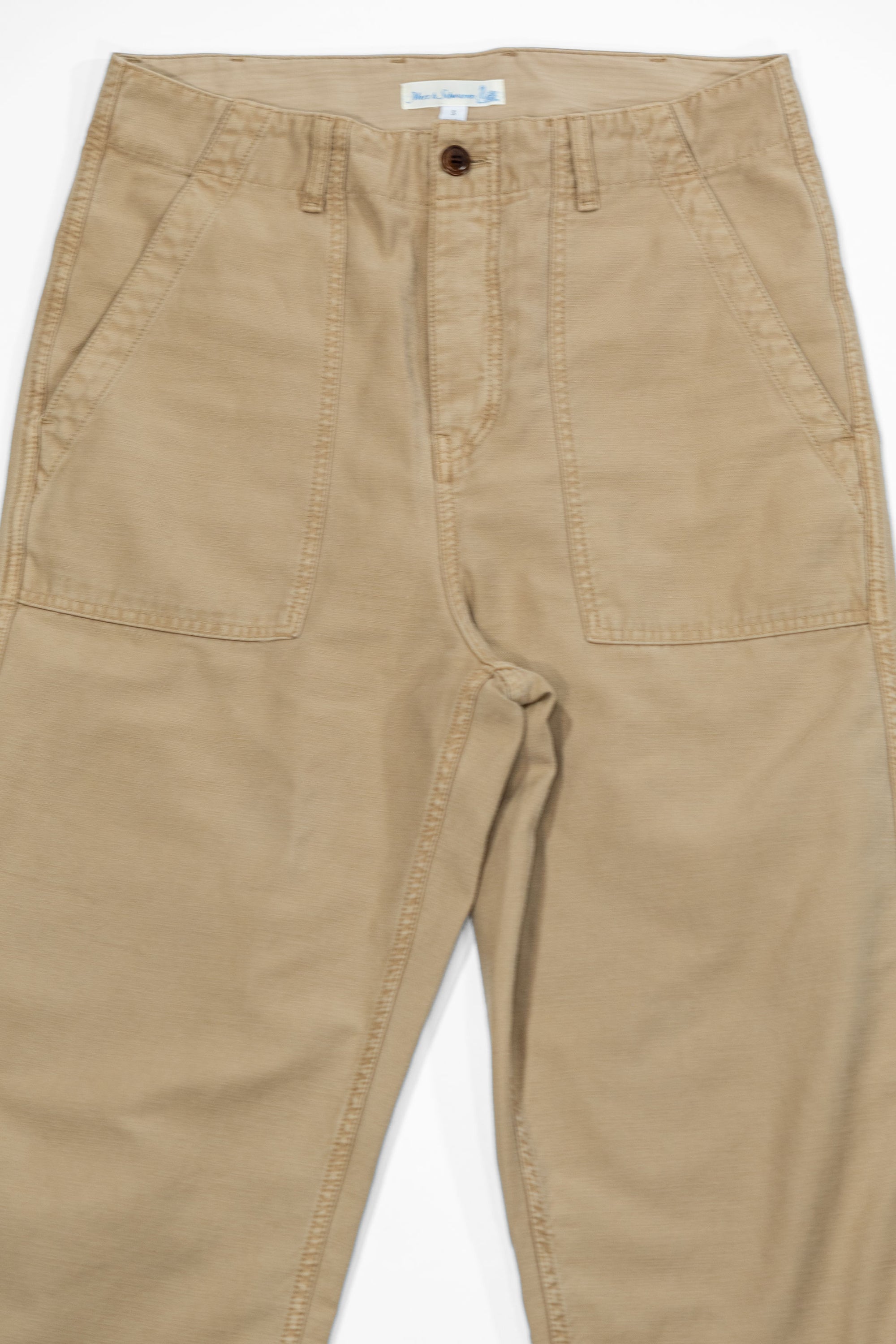 Merz b. Schwanen SENDO01SC Sateen Canvas Fatigue Pants - Dusted Khaki