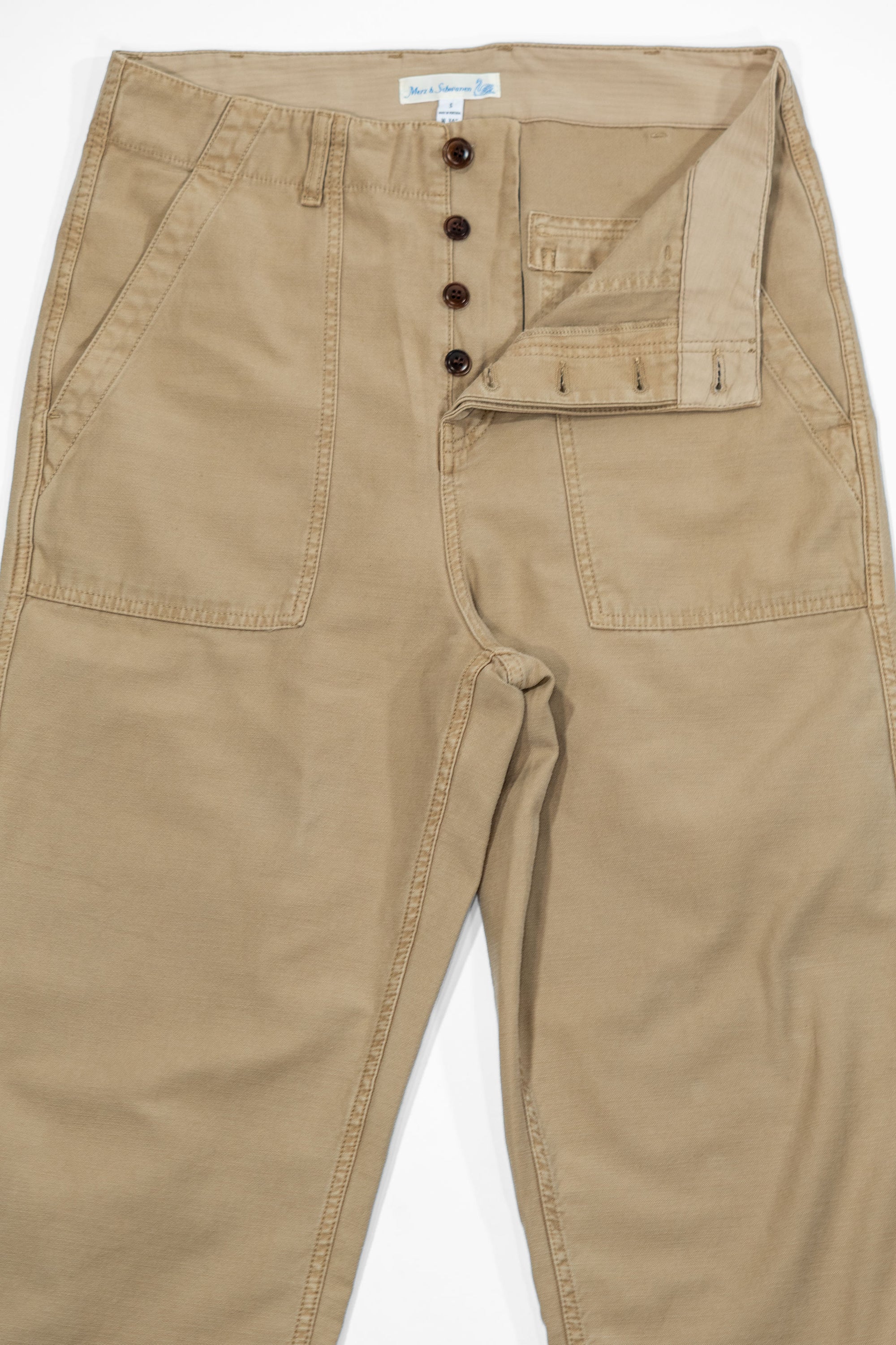 Merz b. Schwanen SENDO01SC Sateen Canvas Fatigue Pants - Dusted Khaki