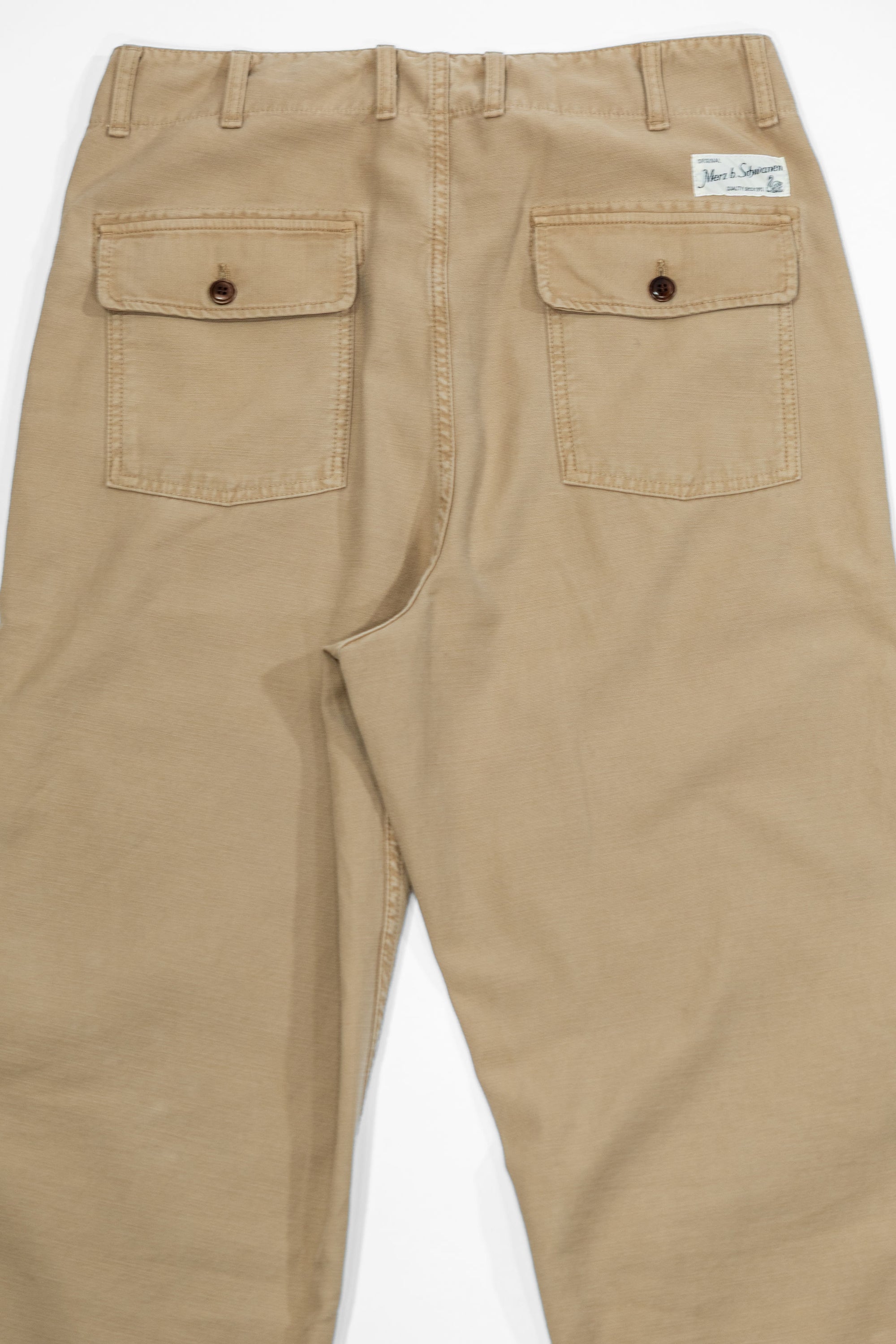 Merz b. Schwanen SENDO01SC Sateen Canvas Fatigue Pants - Dusted Khaki
