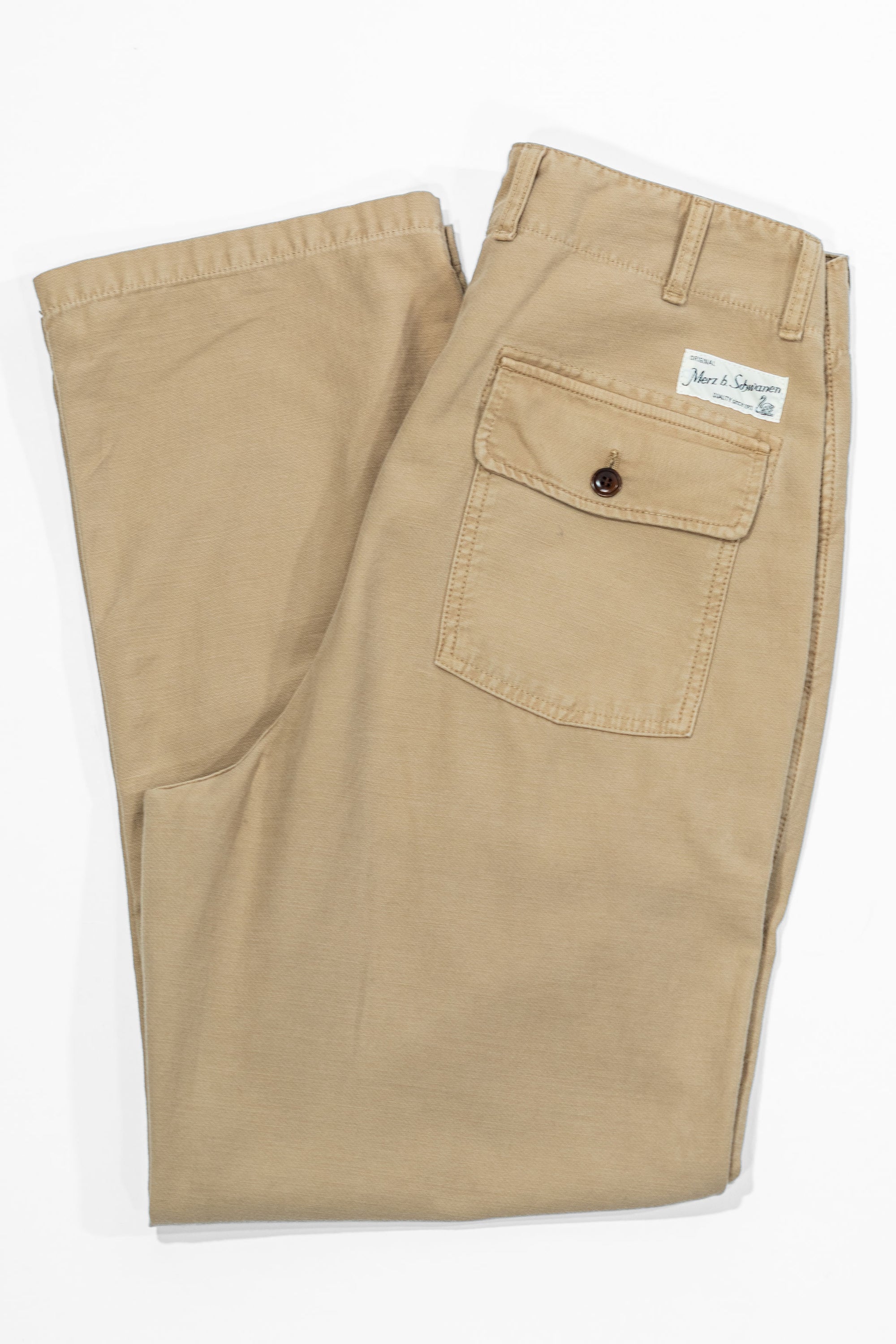 Merz b. Schwanen SENDO01SC Sateen Canvas Fatigue Pants - Dusted Khaki