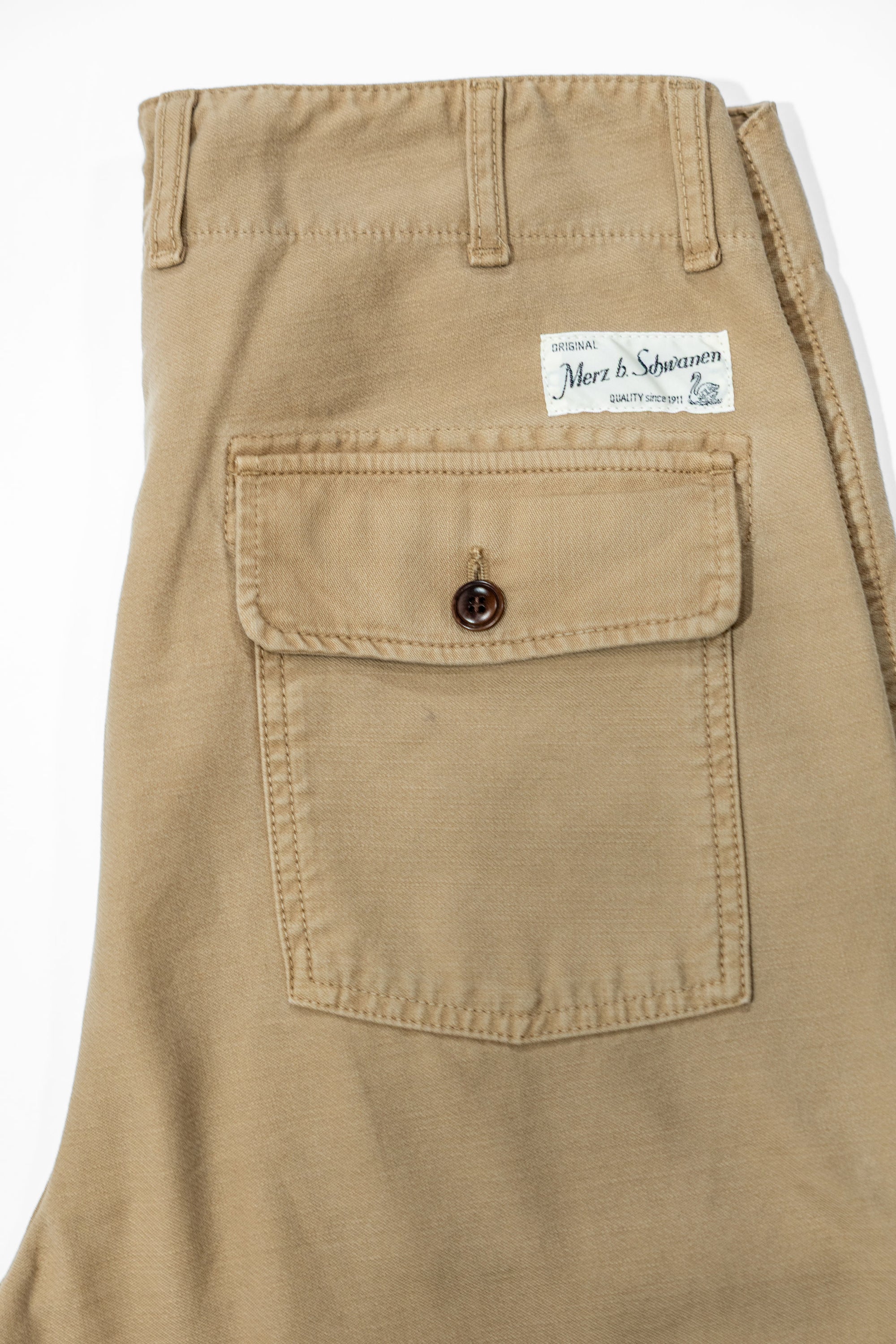 Merz b. Schwanen SENDO01SC Sateen Canvas Fatigue Pants - Dusted Khaki