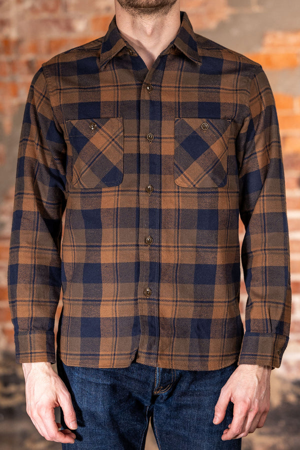 Sugar Cane Lot No. SC29558 Twill Check Work Shirt - Brown