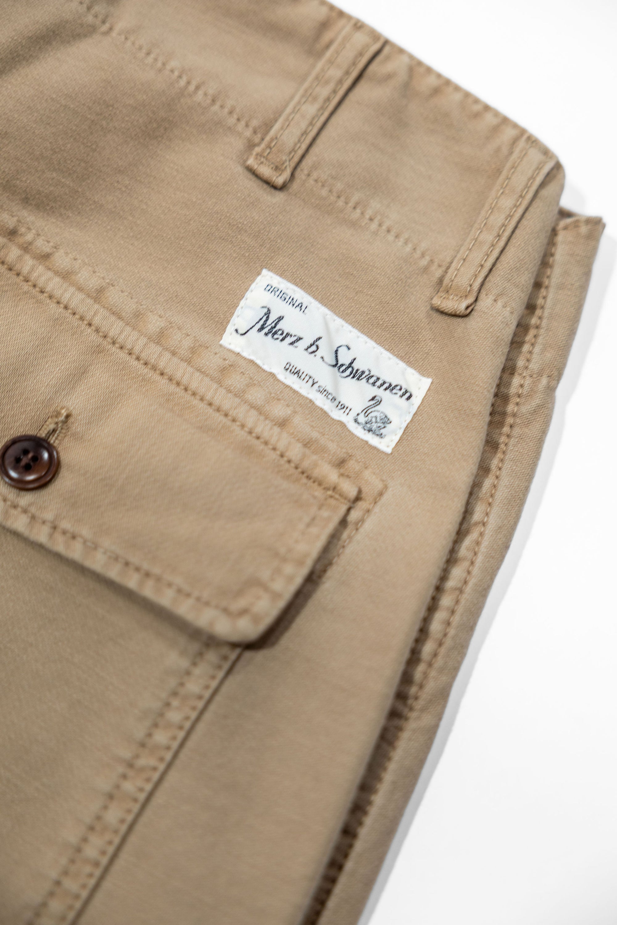 Merz b. Schwanen SENDO01SC Sateen Canvas Fatigue Pants - Dusted Khaki