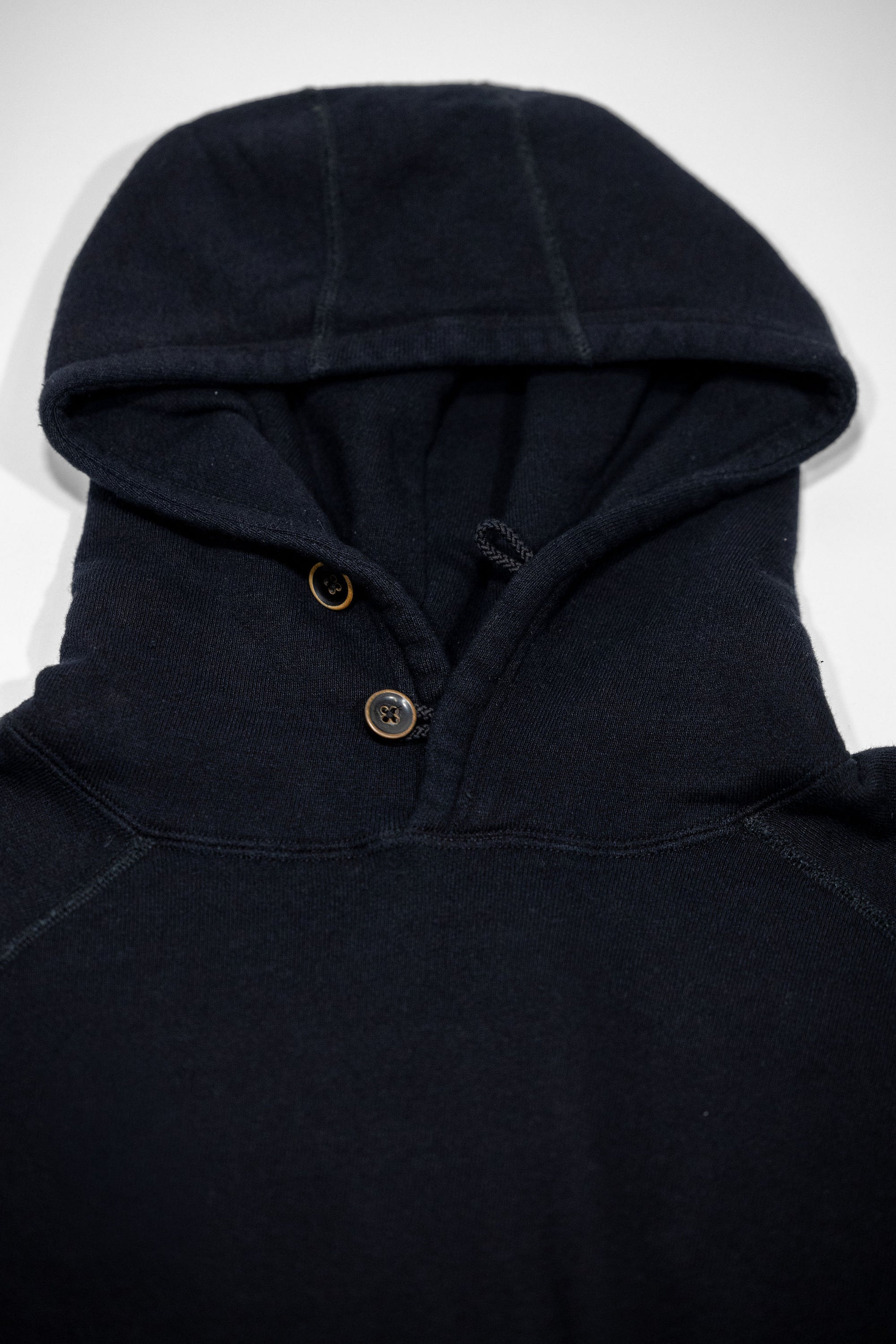 Pure Blue Japan 5410-IDBK Knitted Hoodie - Indigo Black. more close up detail of hood