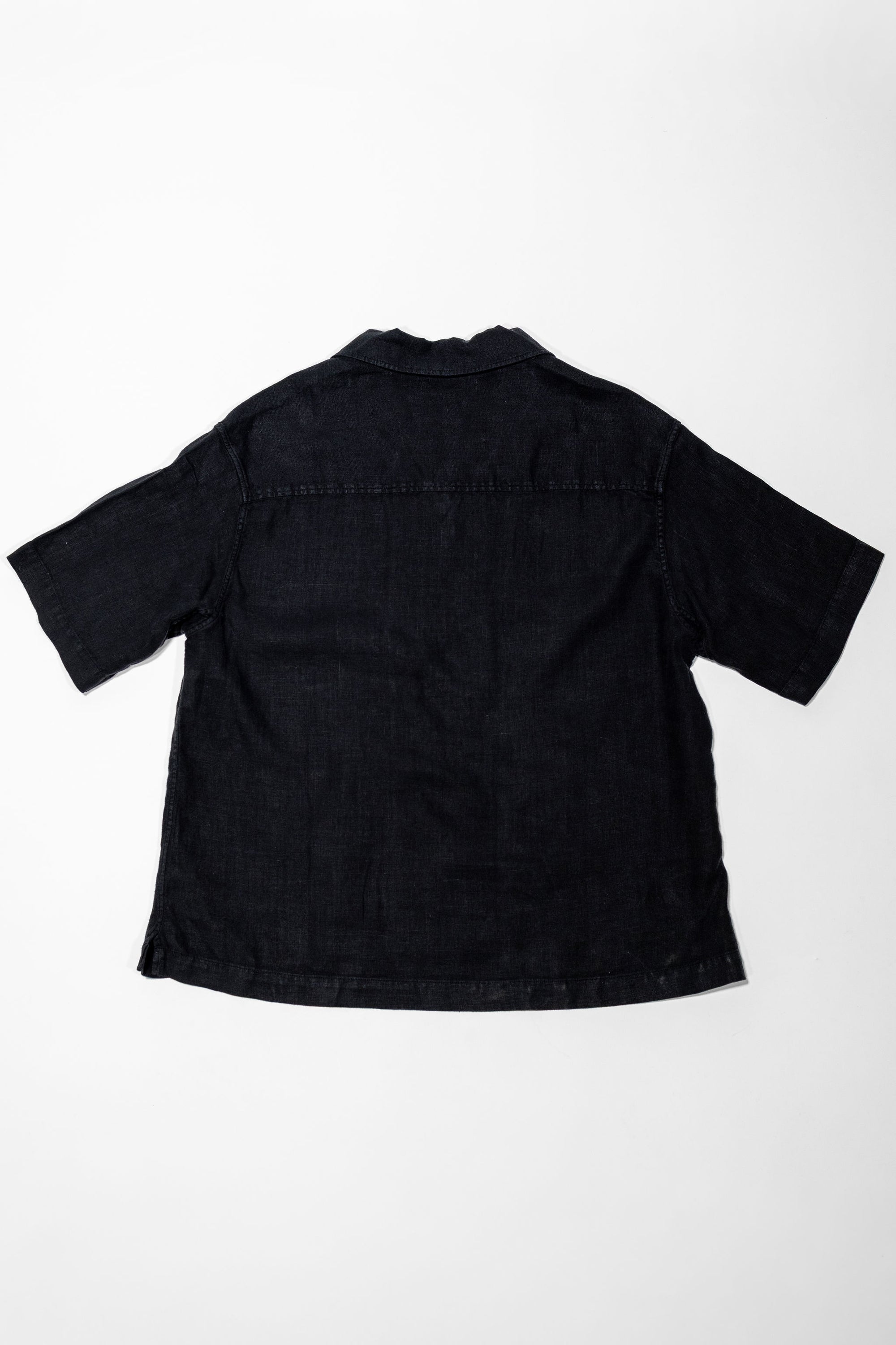 Merz b. Schwanen SHIRT03LI Linen Bowling Shirt - Deep Black