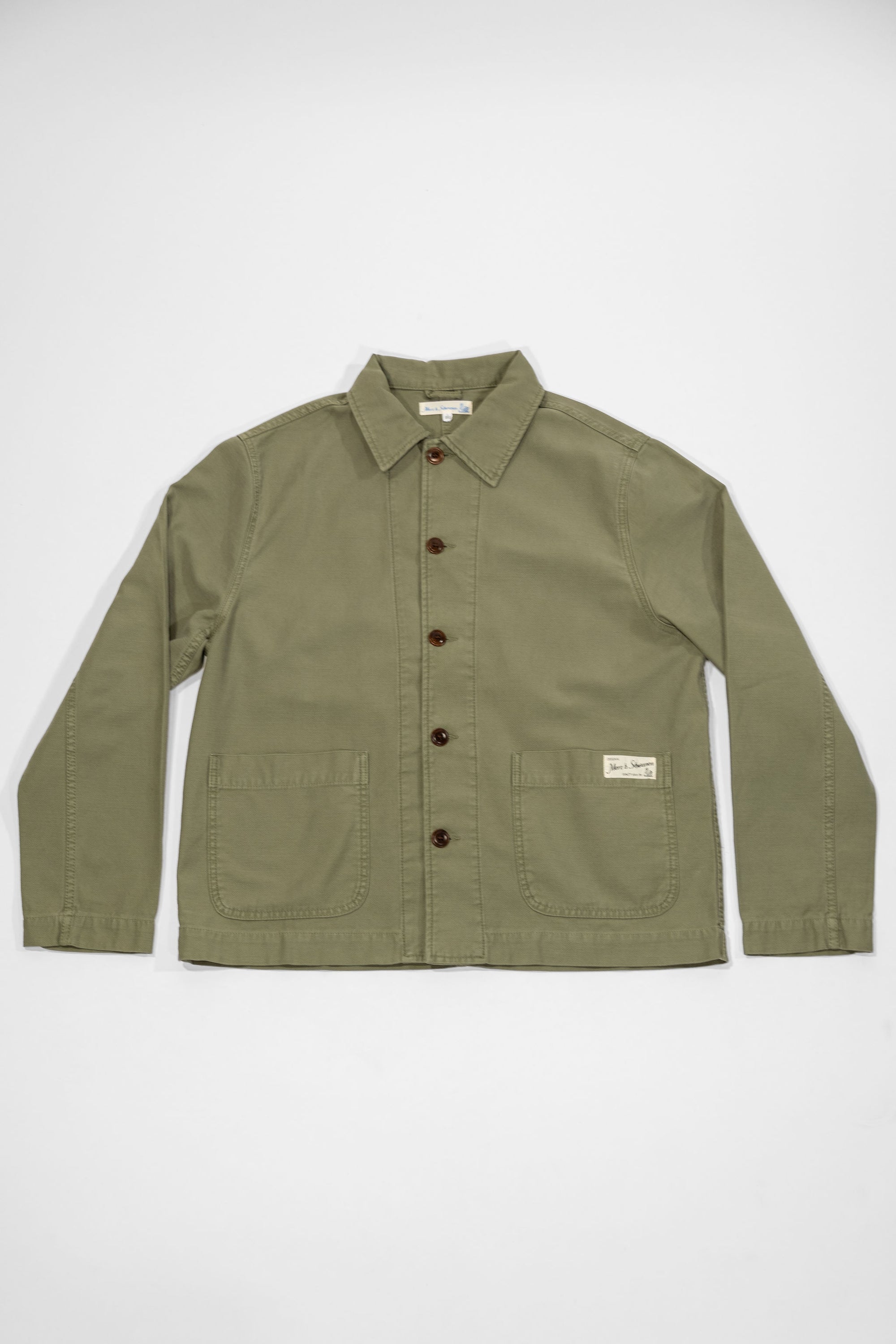 Merz b. Schwanen JKT08SC Cropped Worker's Sateen Canvas Jacket - Army
