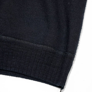 Pure Blue Japan 5410-IDBK Knitted Hoodie - Indigo Black. close up of bottom hem detail