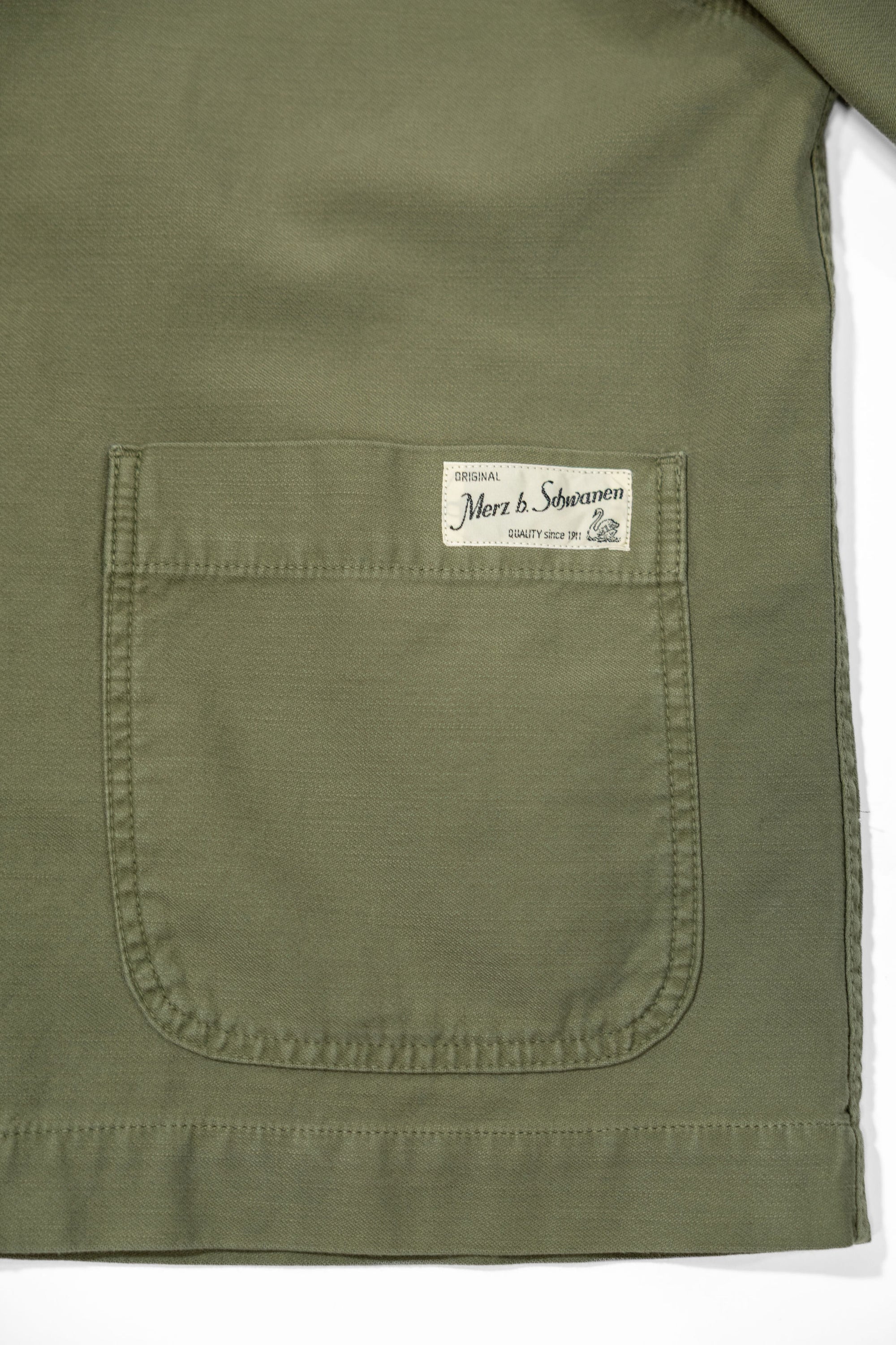 Merz b. Schwanen JKT08SC Cropped Worker's Sateen Canvas Jacket - Army