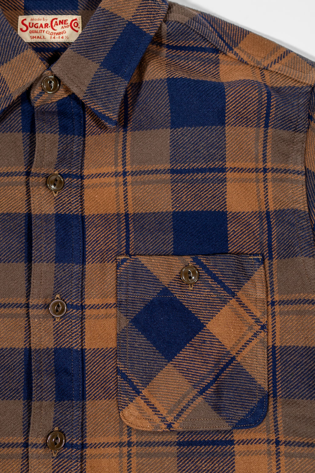 Sugar Cane Lot No. SC29558 Twill Check Work Shirt - Brown