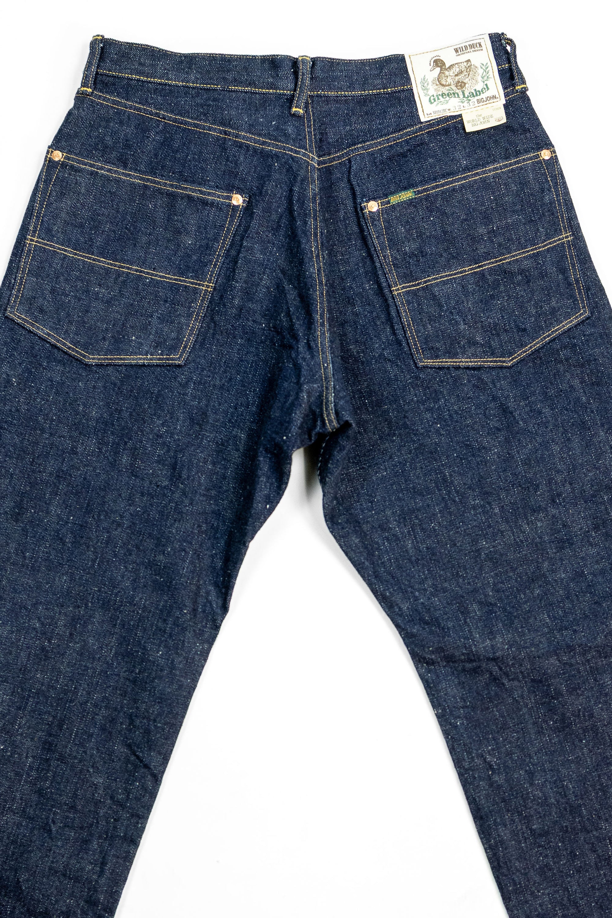 Big John M1012RC Wide Straight Green Label Wild Duck Jeans - Indigo One Wash