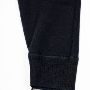 Pure Blue Japan 5410-IDBK Knitted Hoodie - Indigo Black. close up of sleeve hem detail