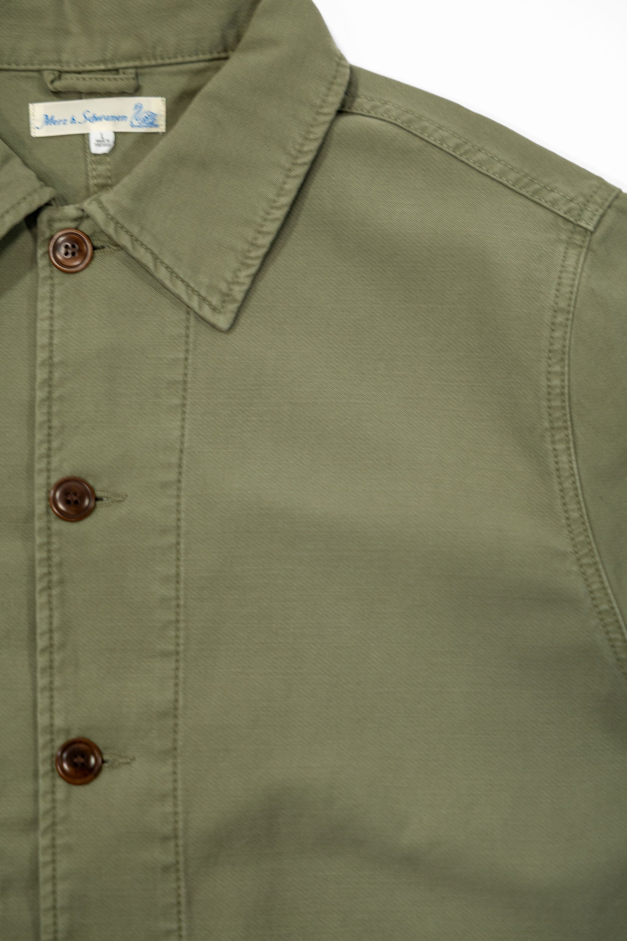 Merz b. Schwanen JKT08SC Cropped Worker's Sateen Canvas Jacket - Army