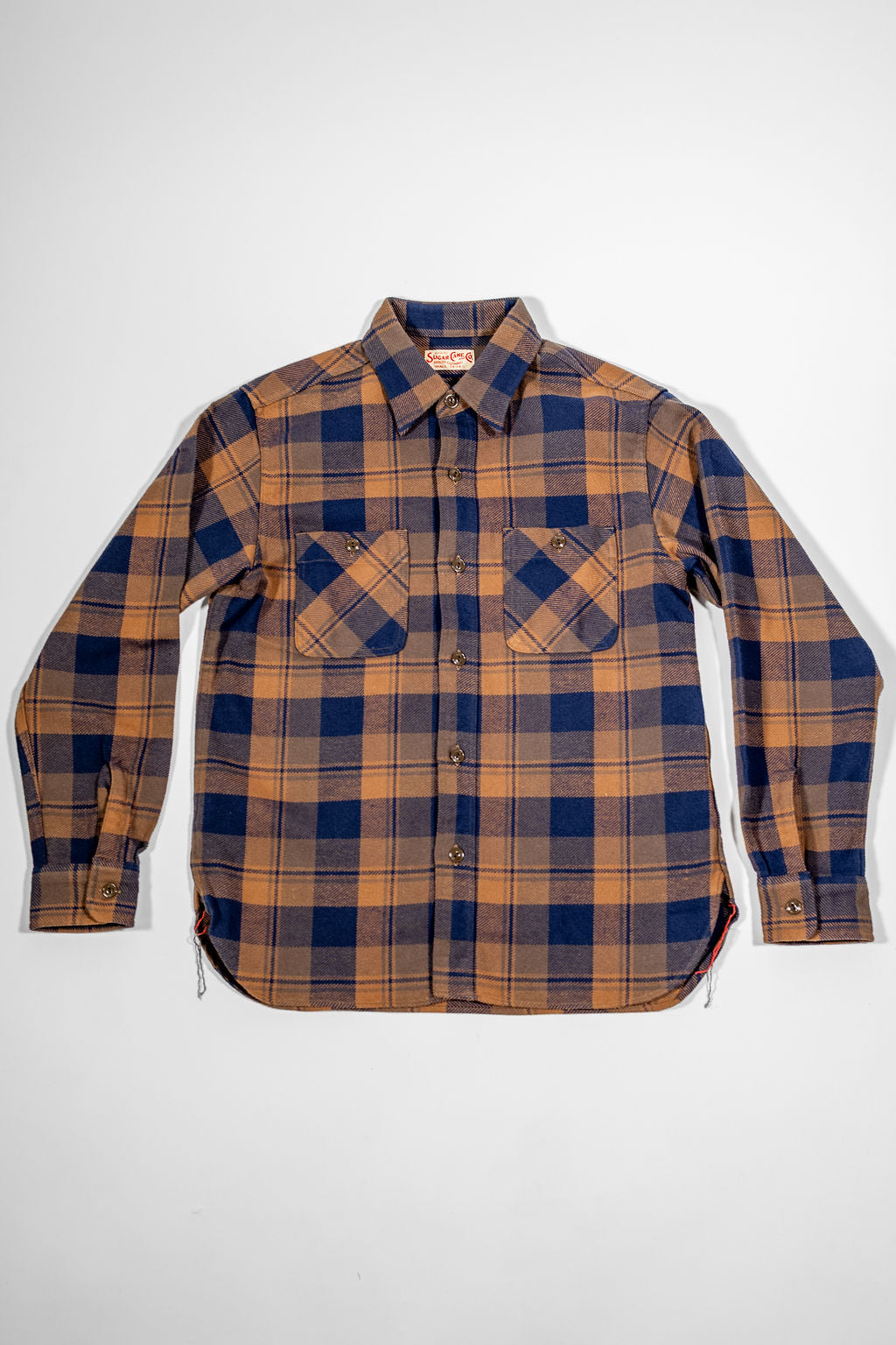 Sugar Cane Lot No. SC29558 Twill Check Work Shirt - Brown