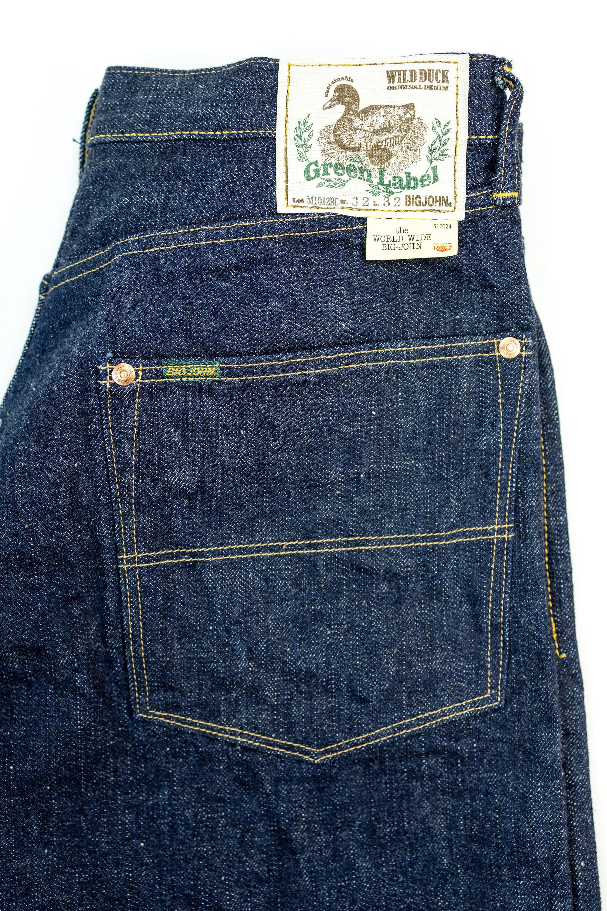 Big John M1012RC Wide Straight Green Label Wild Duck Jeans - Indigo One Wash