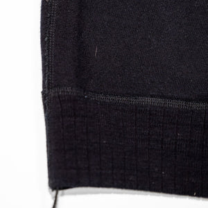 Pure Blue Japan 5410-IDBK Knitted Hoodie - Indigo Black. close up of logo and bottom hem detail