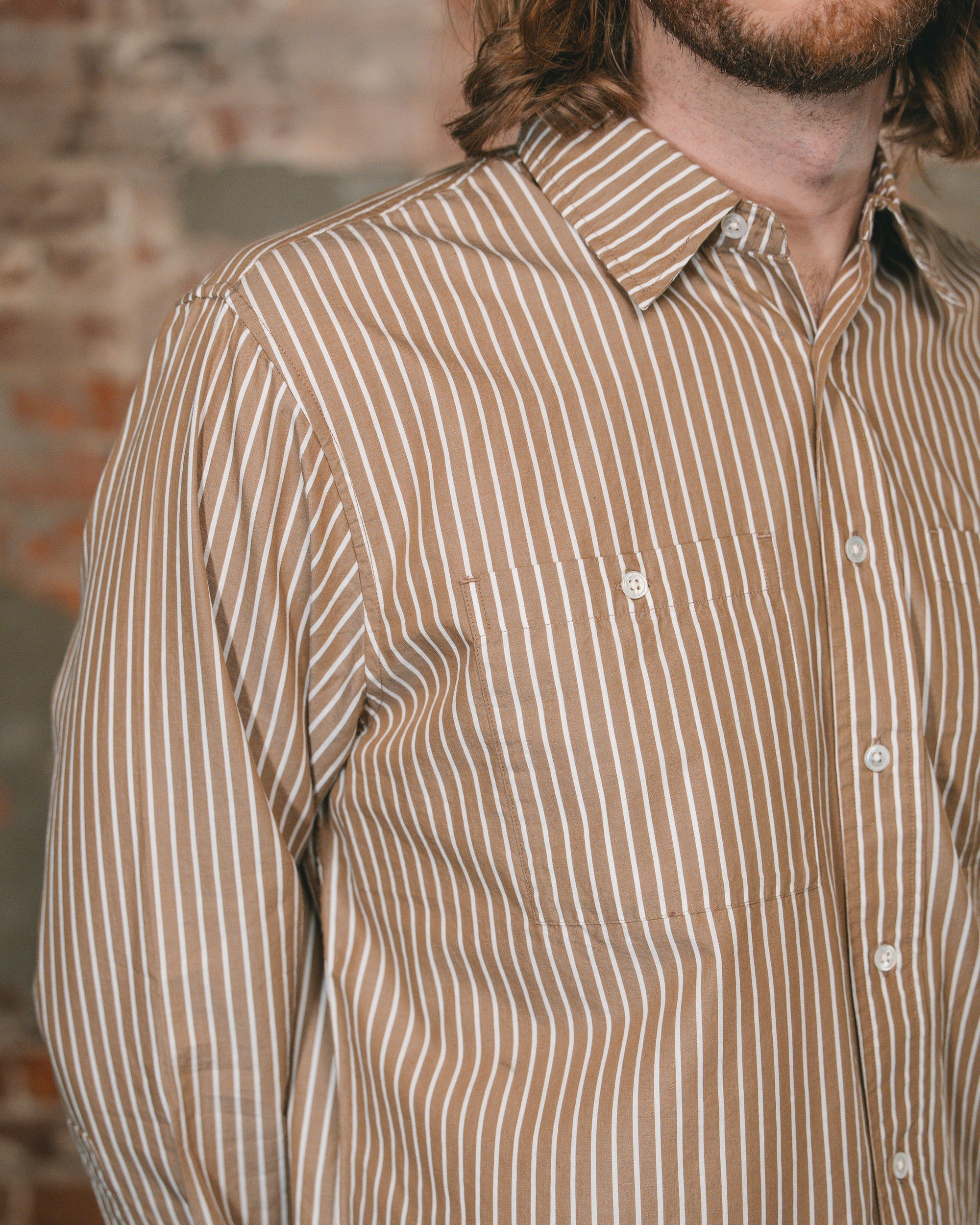 3sixteen Commuter Shirt - Brown Ecru Stripe
