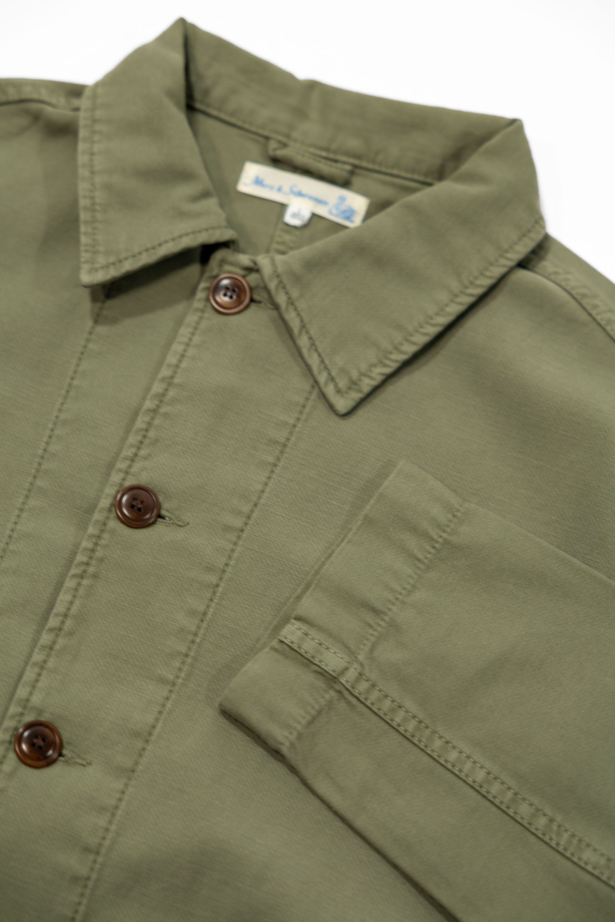 Merz b. Schwanen JKT08SC Cropped Worker's Sateen Canvas Jacket - Army