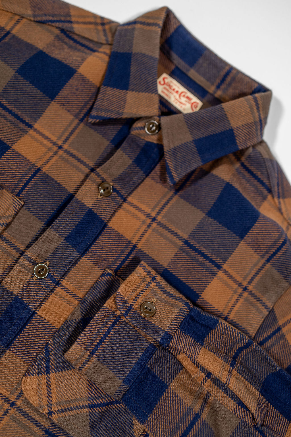 Sugar Cane Lot No. SC29558 Twill Check Work Shirt - Brown
