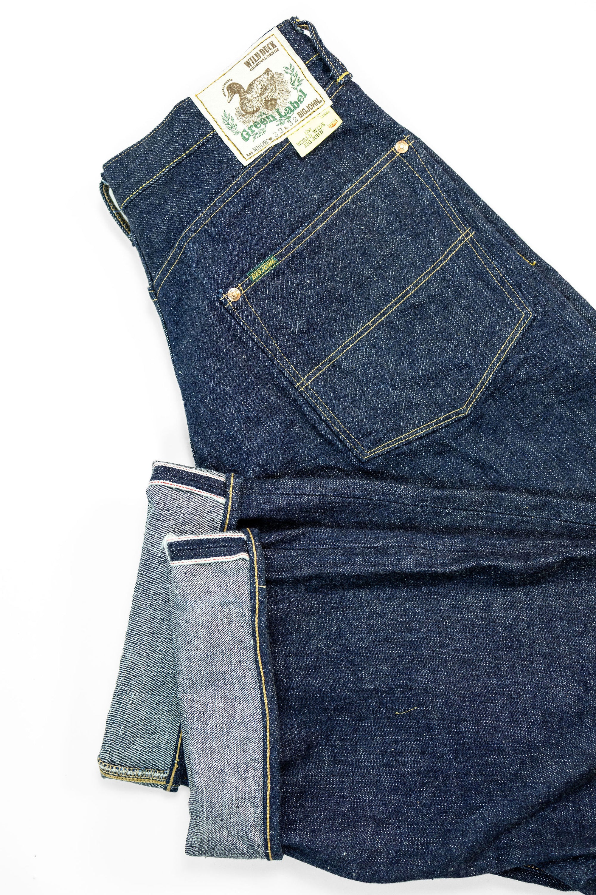 Big John M1012RC Wide Straight Green Label Wild Duck Jeans - Indigo One Wash