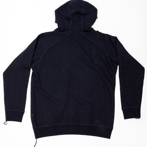 Pure Blue Japan 5410-IDBK Knitted Hoodie - Indigo Black. laid on front