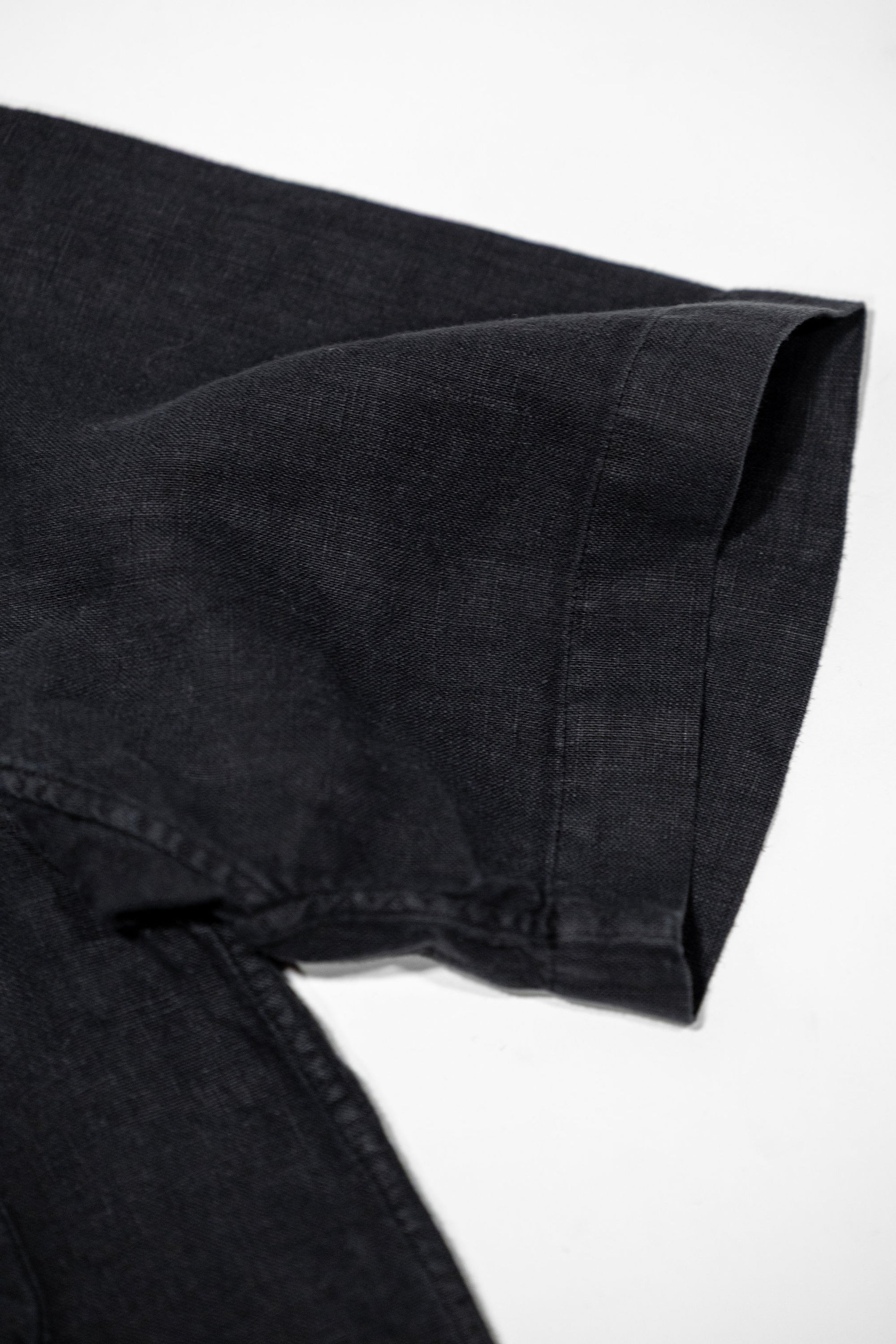 Merz b. Schwanen SHIRT03LI Linen Bowling Shirt - Deep Black