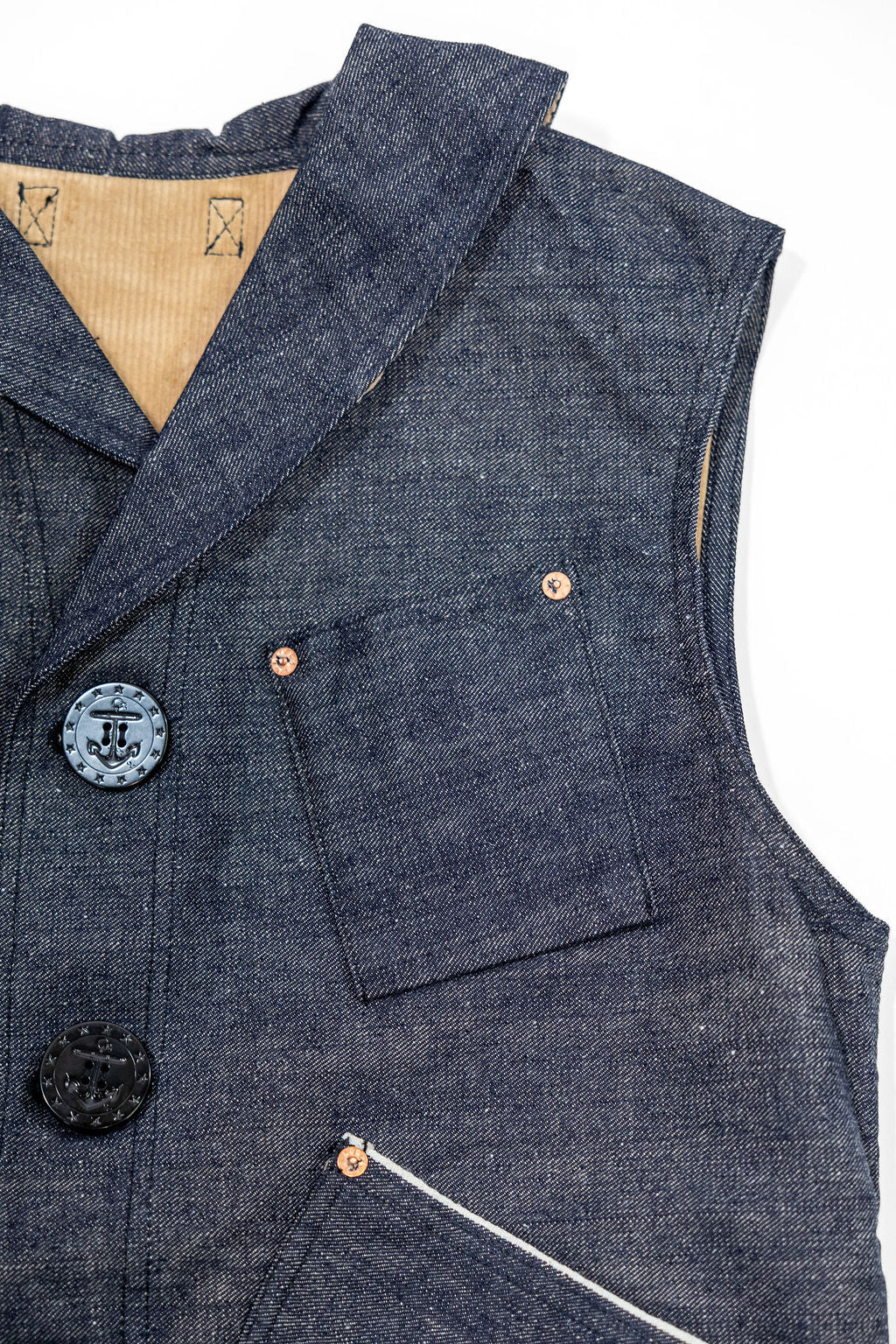 Mister Freedom Signal Vest Type II - 11oz "Okinawa" Selvedge Indigo Denim