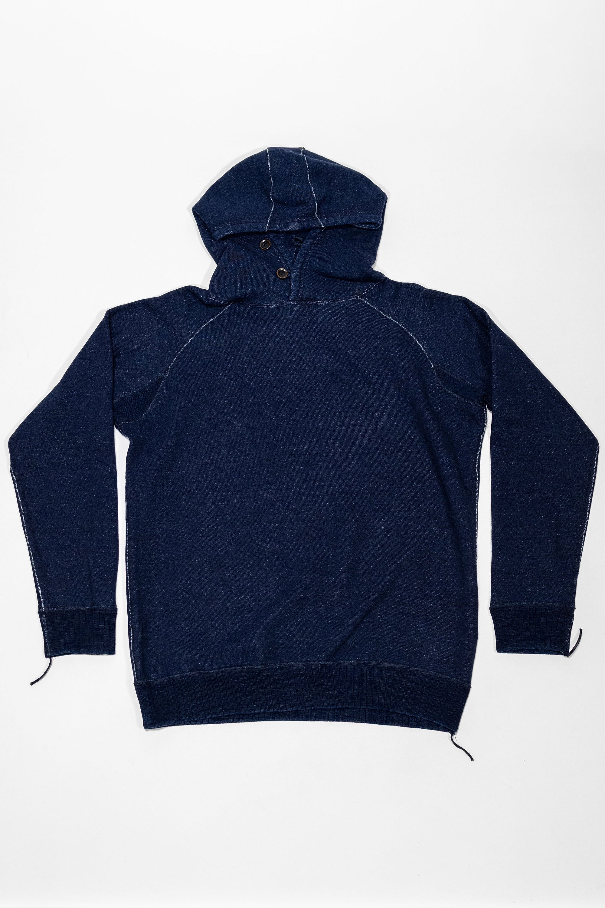 Pure Blue Japan 5410-ID Knitted Hoodie - Indigo. laid on back